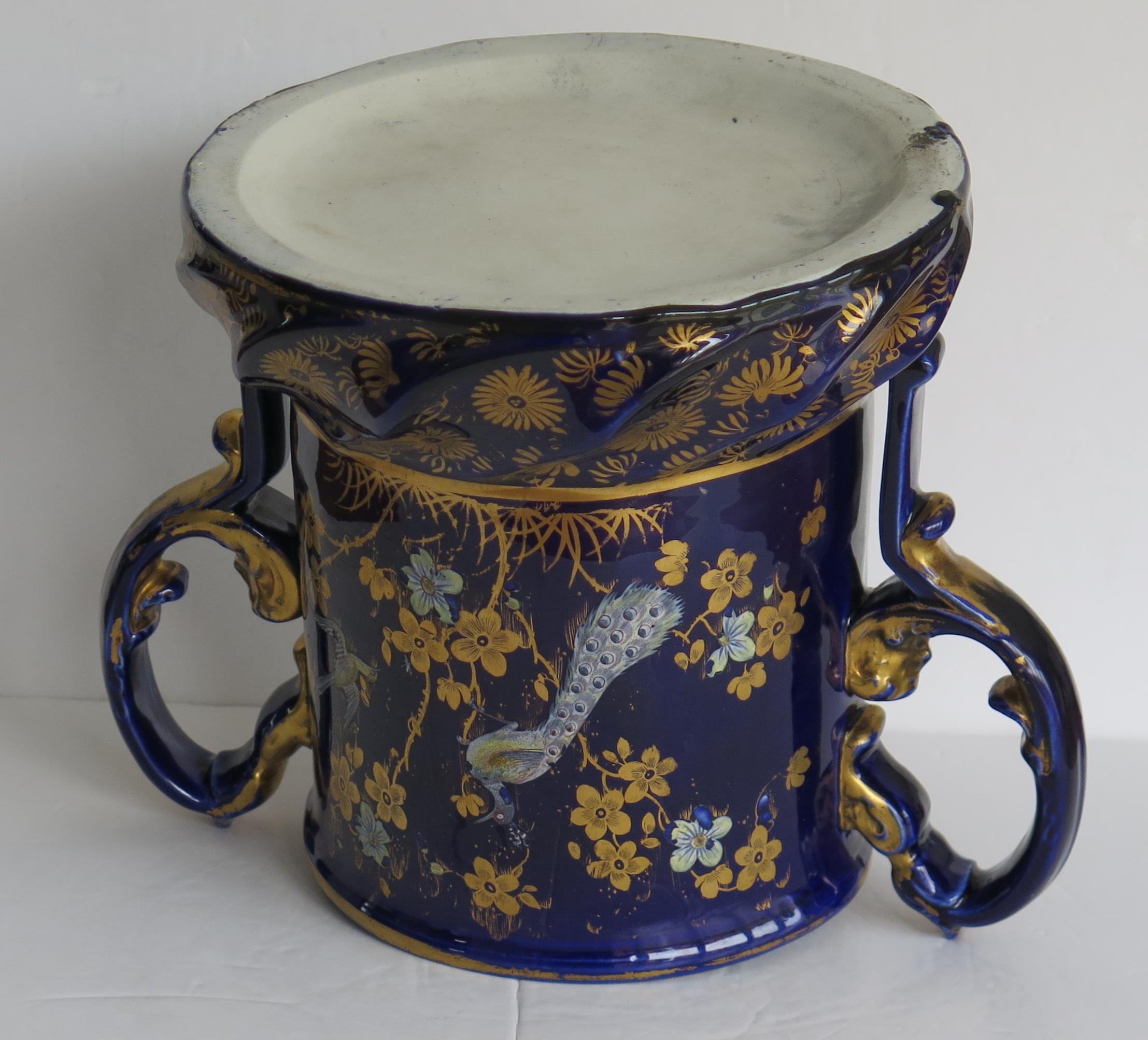 Large Masons Ironstone Two Handled Pot Hand Painted and Very Rare, circa 1820 For Sale 6