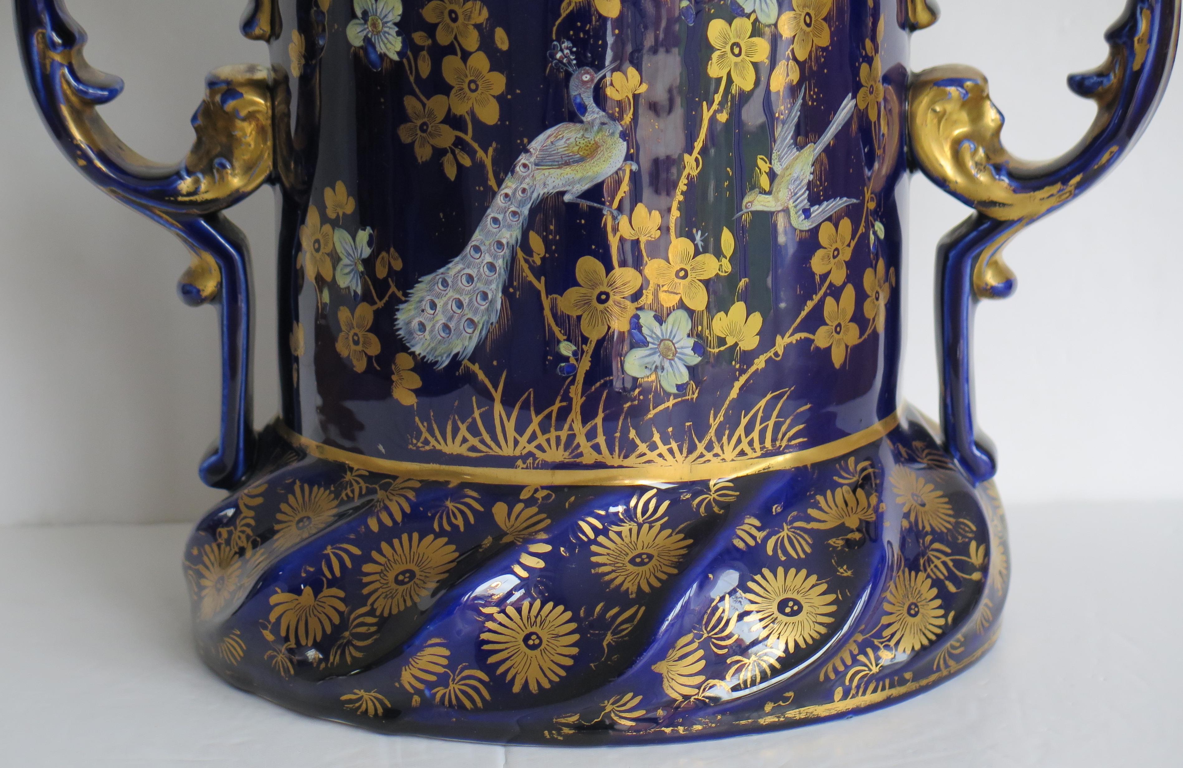 Georgian Large Masons Ironstone Two Handled Pot Hand Painted and Very Rare, circa 1820 For Sale