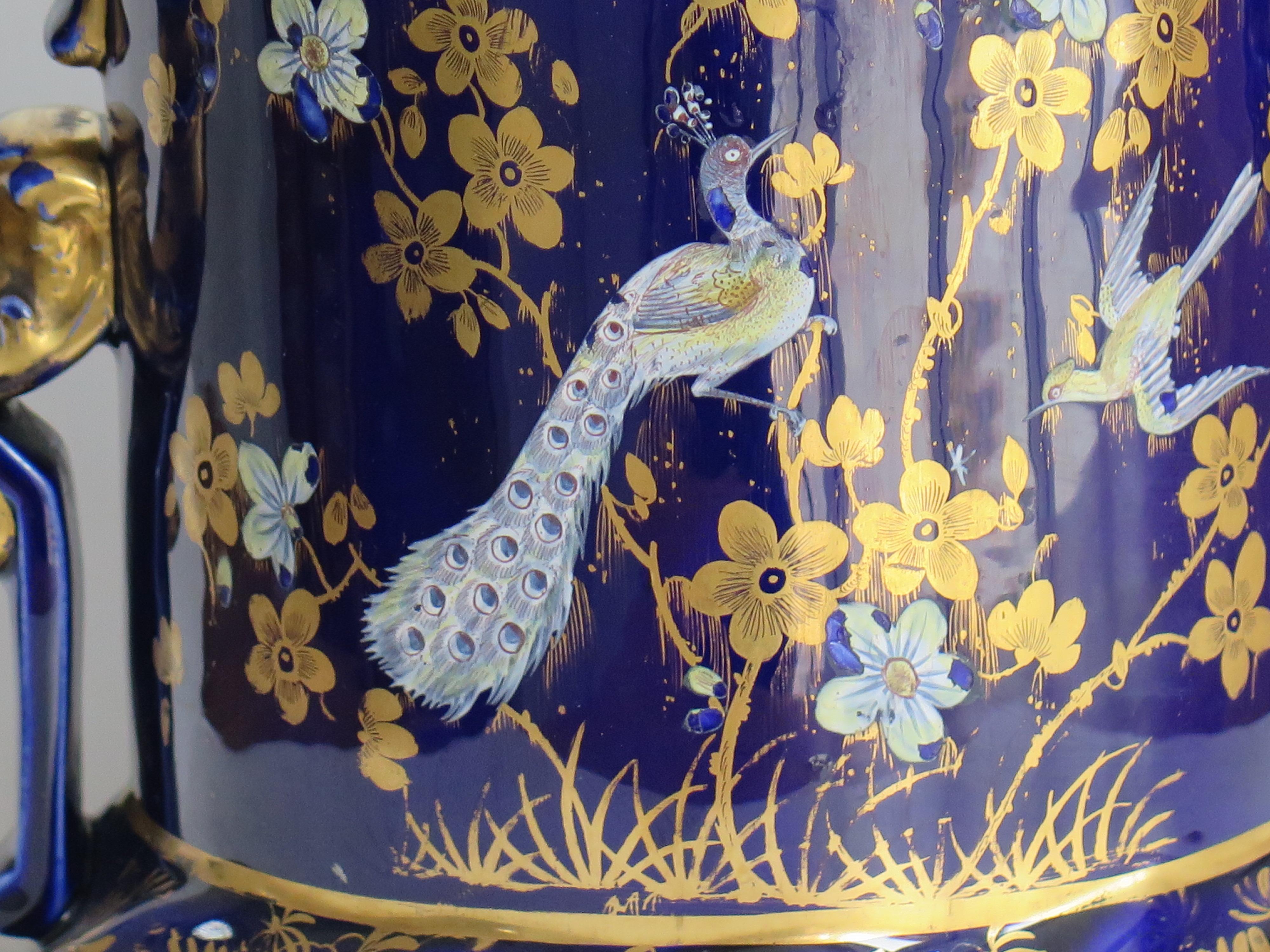 English Large Masons Ironstone Two Handled Pot Hand Painted and Very Rare, circa 1820 For Sale