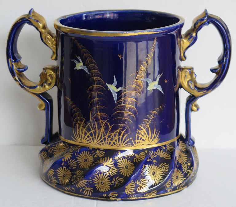 19th Century Large Masons Ironstone Two Handled Pot Hand Painted, Very Rare, circa 1820 For Sale