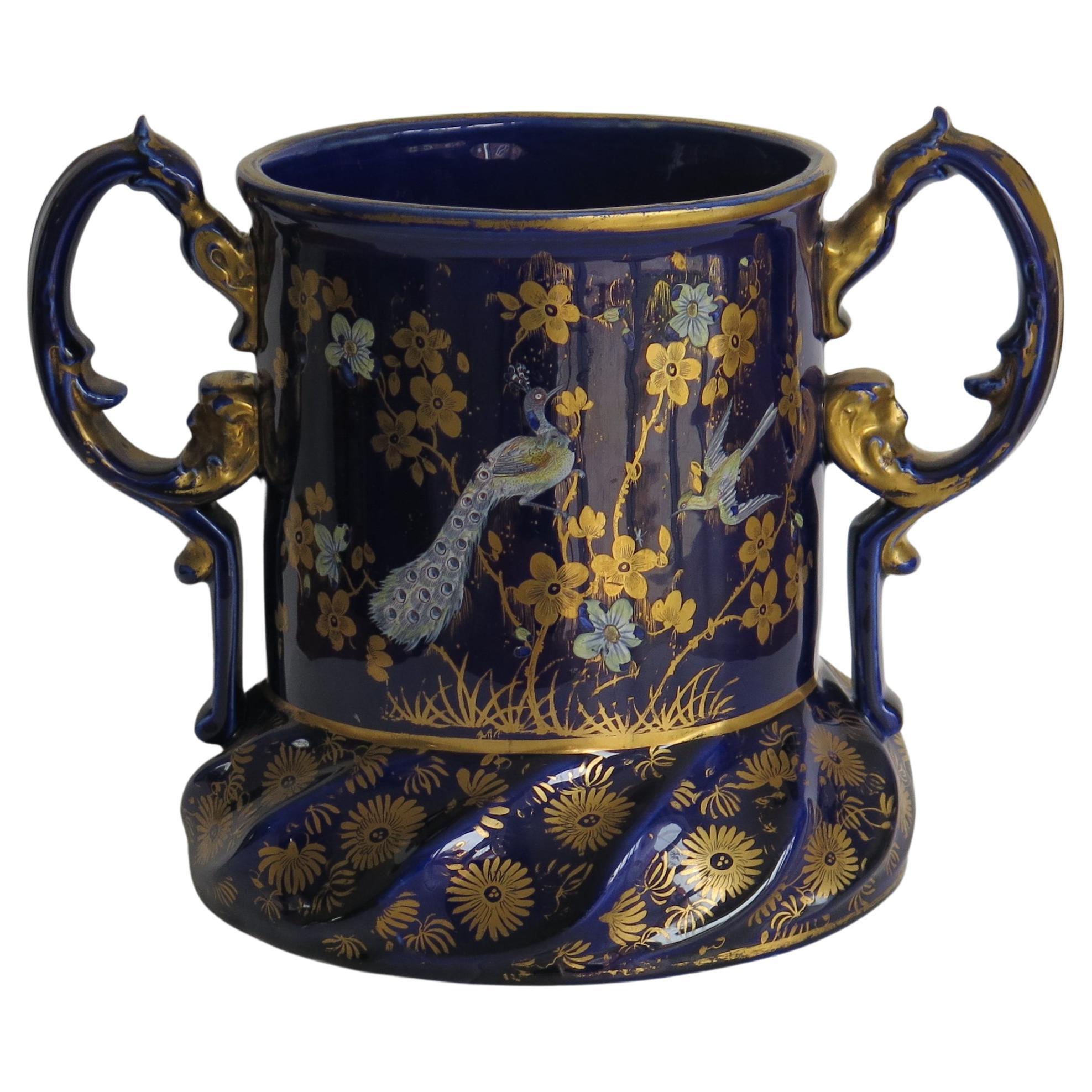 Large Masons Ironstone Two Handled Pot Hand Painted and Very Rare, circa 1820 For Sale