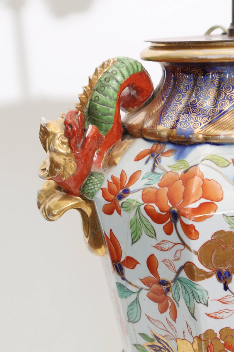 Chinoiserie Large Mason's Ironstone Vase Mounted as a Lamp For Sale