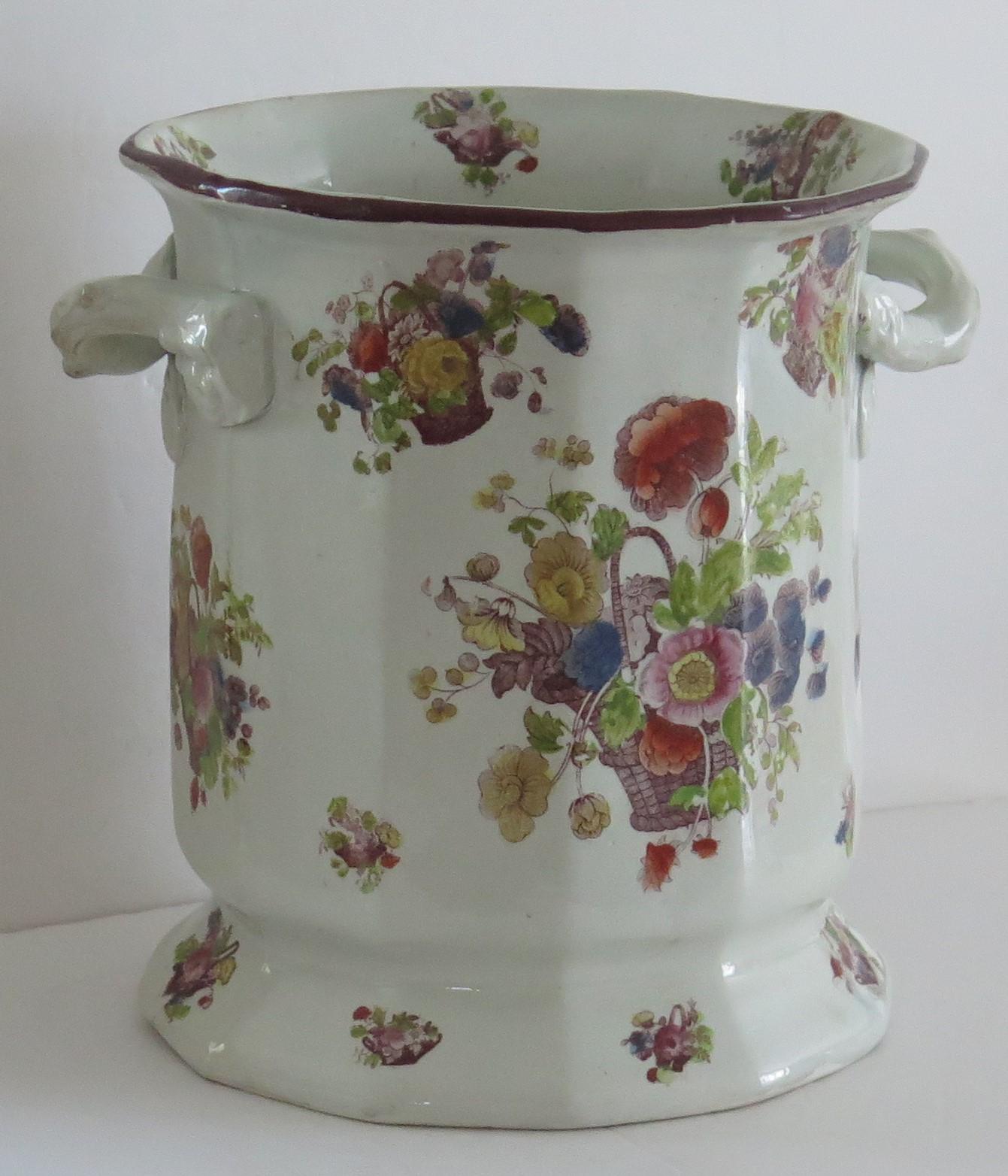 Hand-Painted Large Masons Ironstone Wine Cooler or Ice Pail very rare, English circa 1818 For Sale