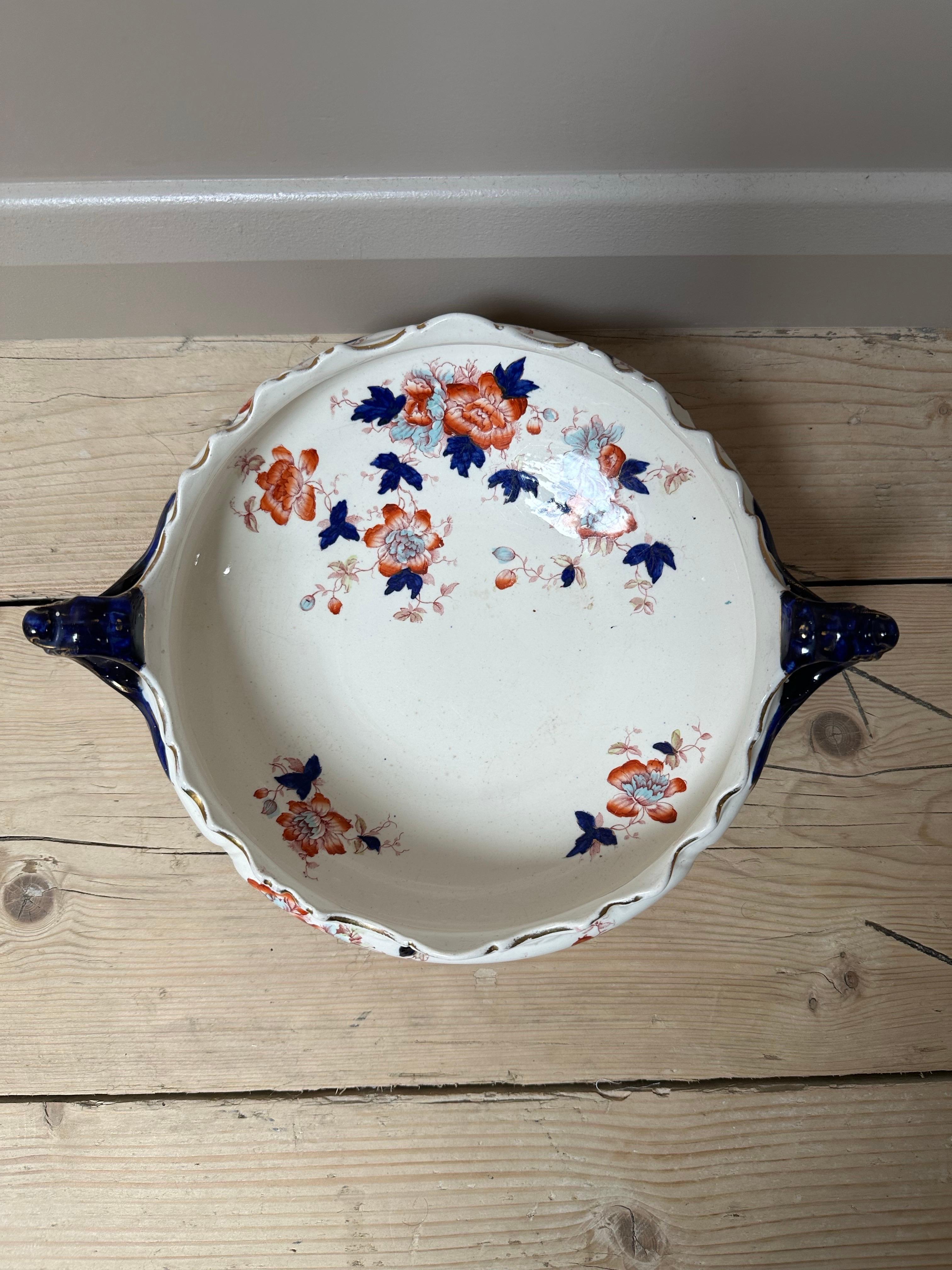 Großer Mason's Mandalay Blue Louis Dessertteller, blau, rot & gold geblümt, 1813 im Angebot 2