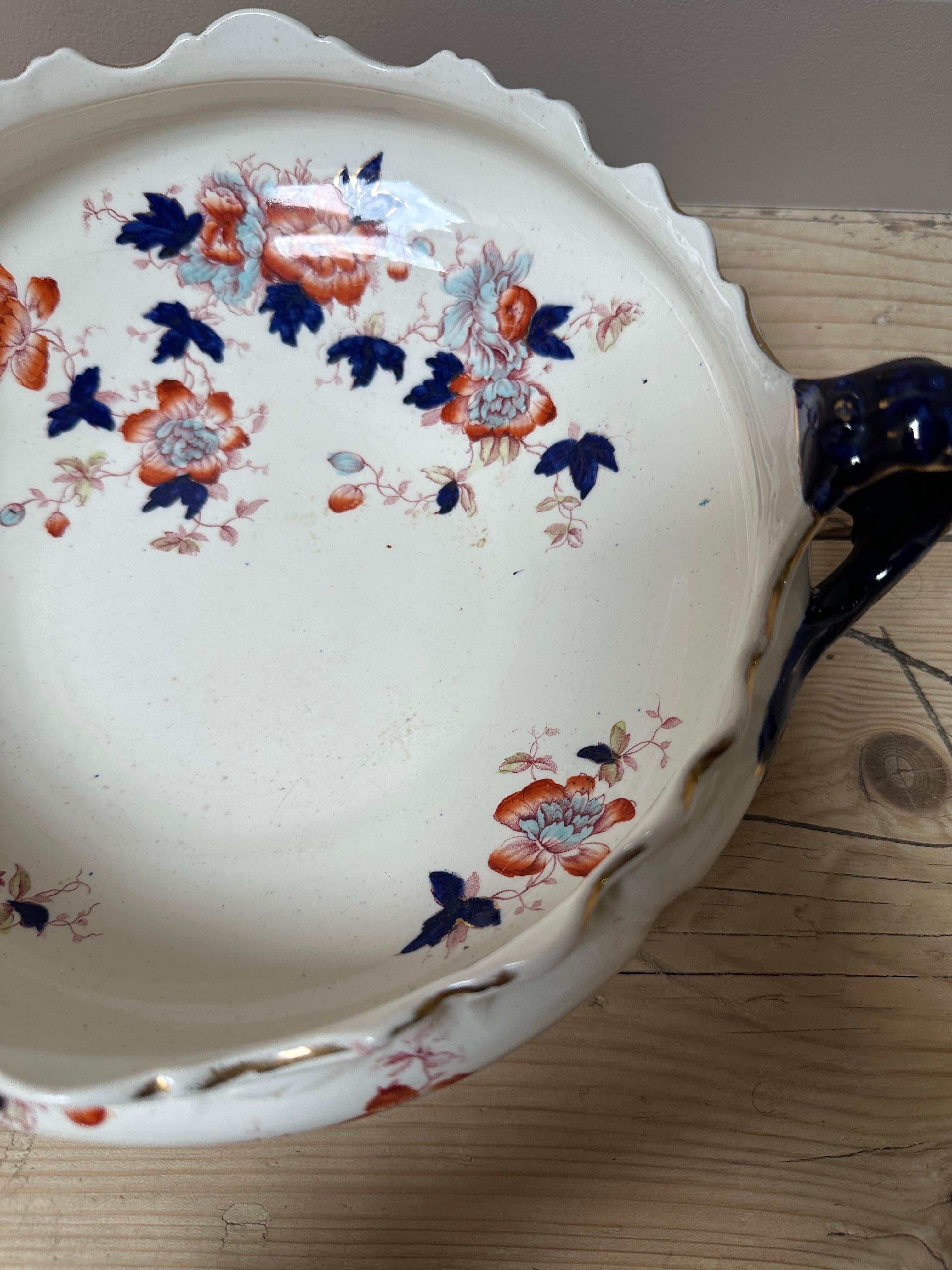 Großer Mason's Mandalay Blue Louis Dessertteller, blau, rot & gold geblümt, 1813 im Angebot 3