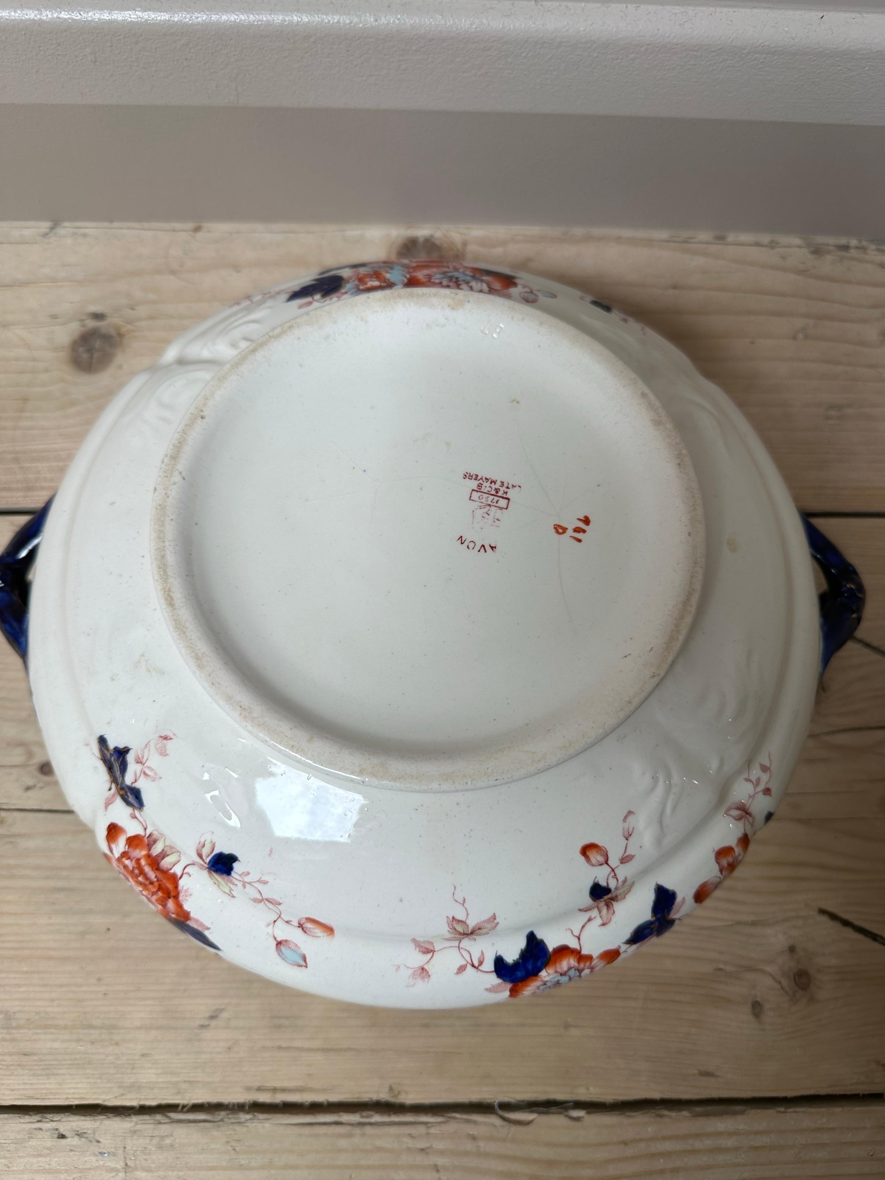 Großer Mason's Mandalay Blue Louis Dessertteller, blau, rot & gold geblümt, 1813 im Angebot 9