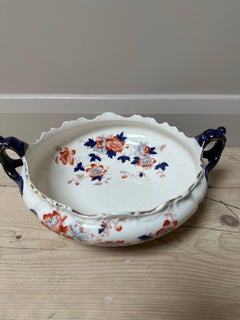 Large Mason's Mandalay Blue Louis Dessert Dish, Blue, Red & Gold Floral, 1813