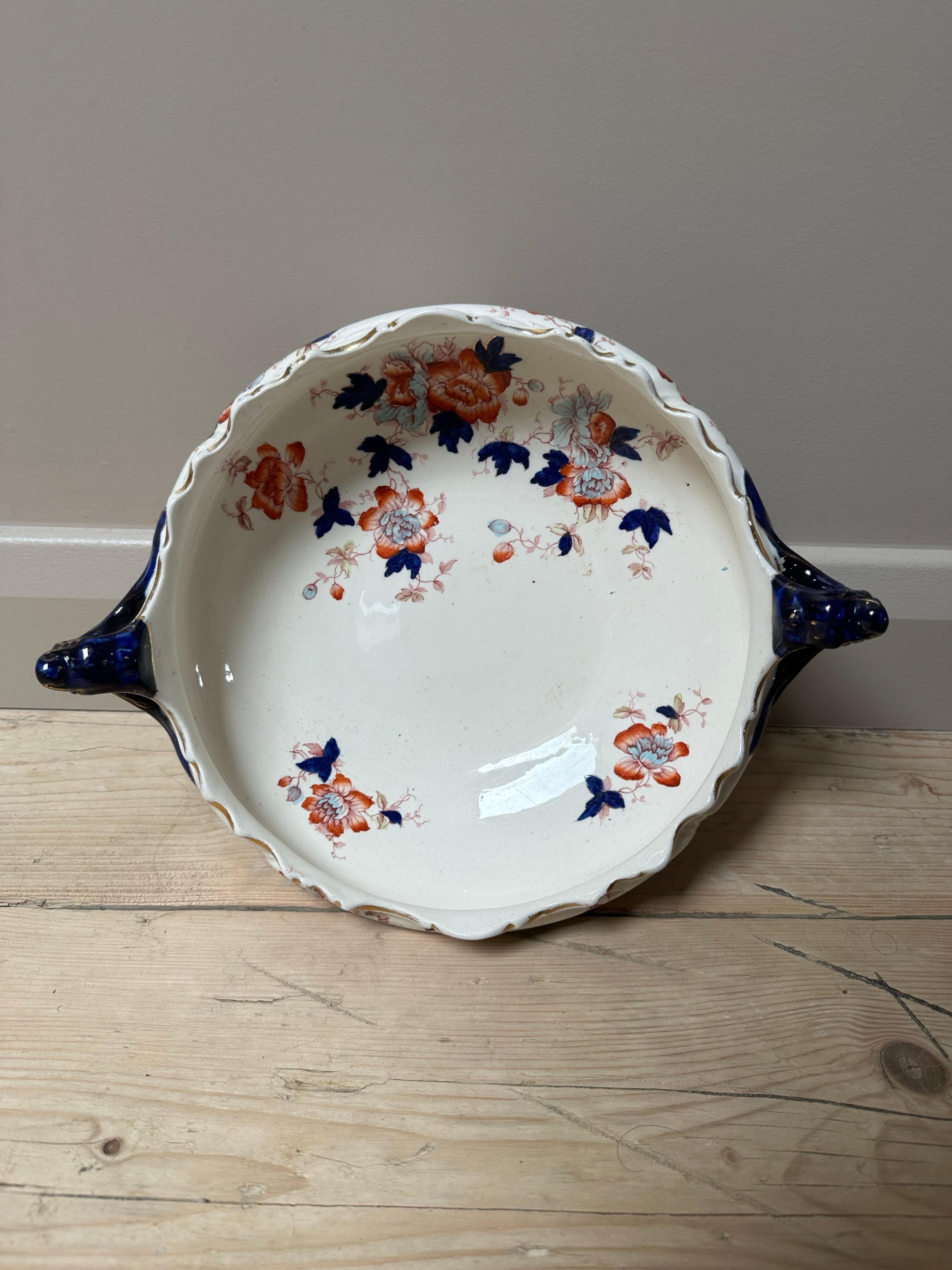 Großer Mason's Mandalay Blue Louis Dessertteller, blau, rot & gold geblümt, 1813 (Englisch) im Angebot