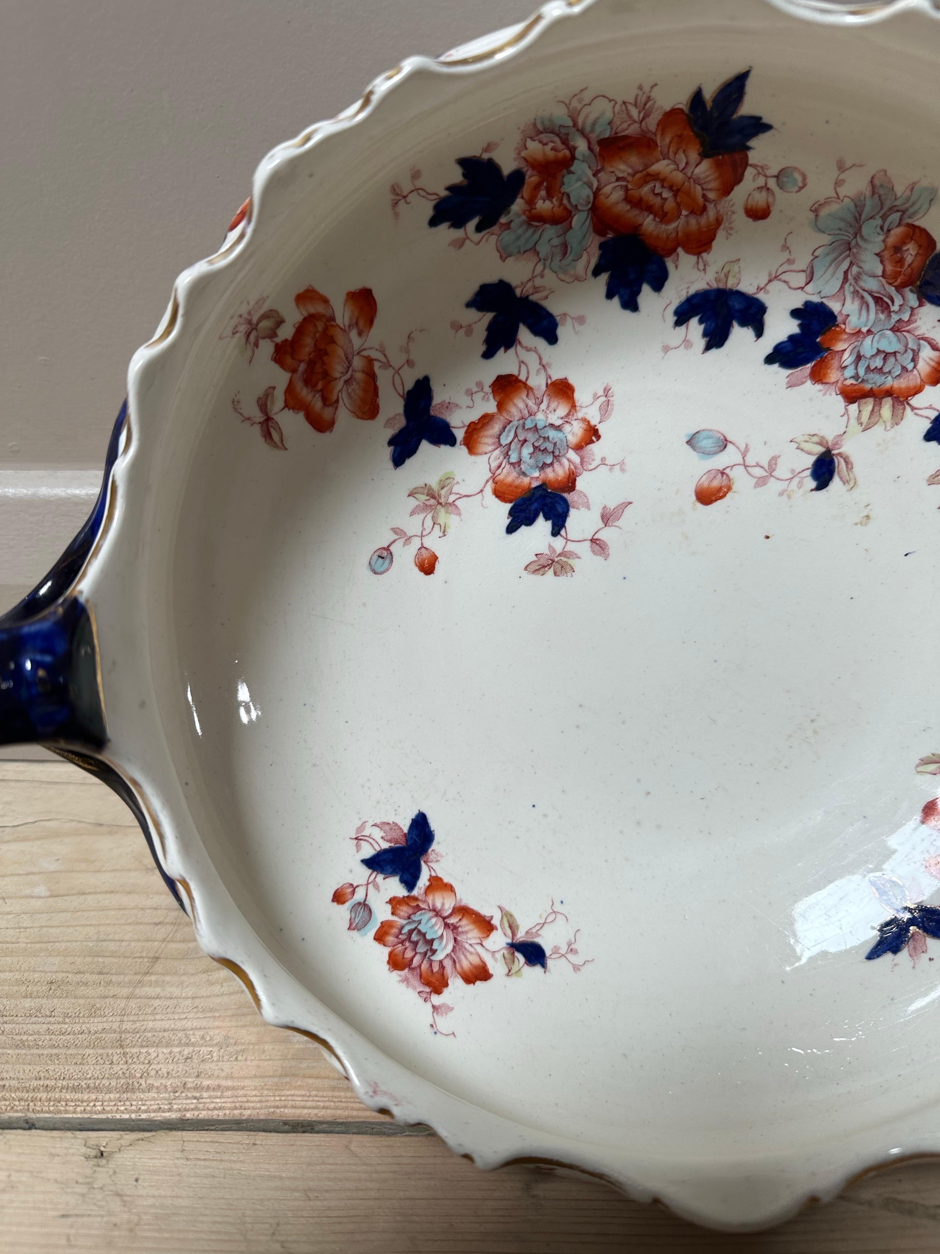 Großer Mason's Mandalay Blue Louis Dessertteller, blau, rot & gold geblümt, 1813 (Handbemalt) im Angebot