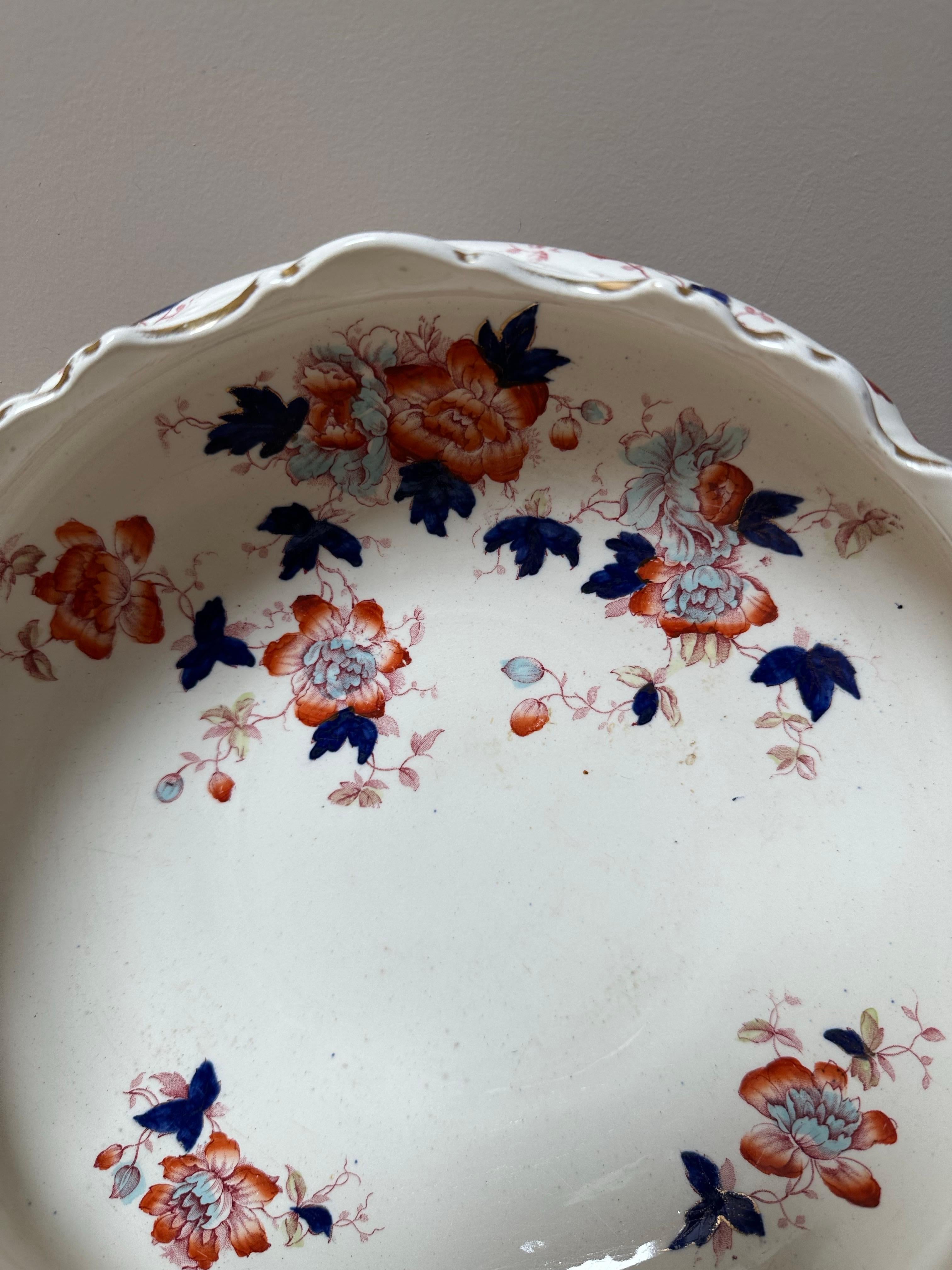 Großer Mason's Mandalay Blue Louis Dessertteller, blau, rot & gold geblümt, 1813 im Zustand „Gut“ im Angebot in Worcester Park, GB