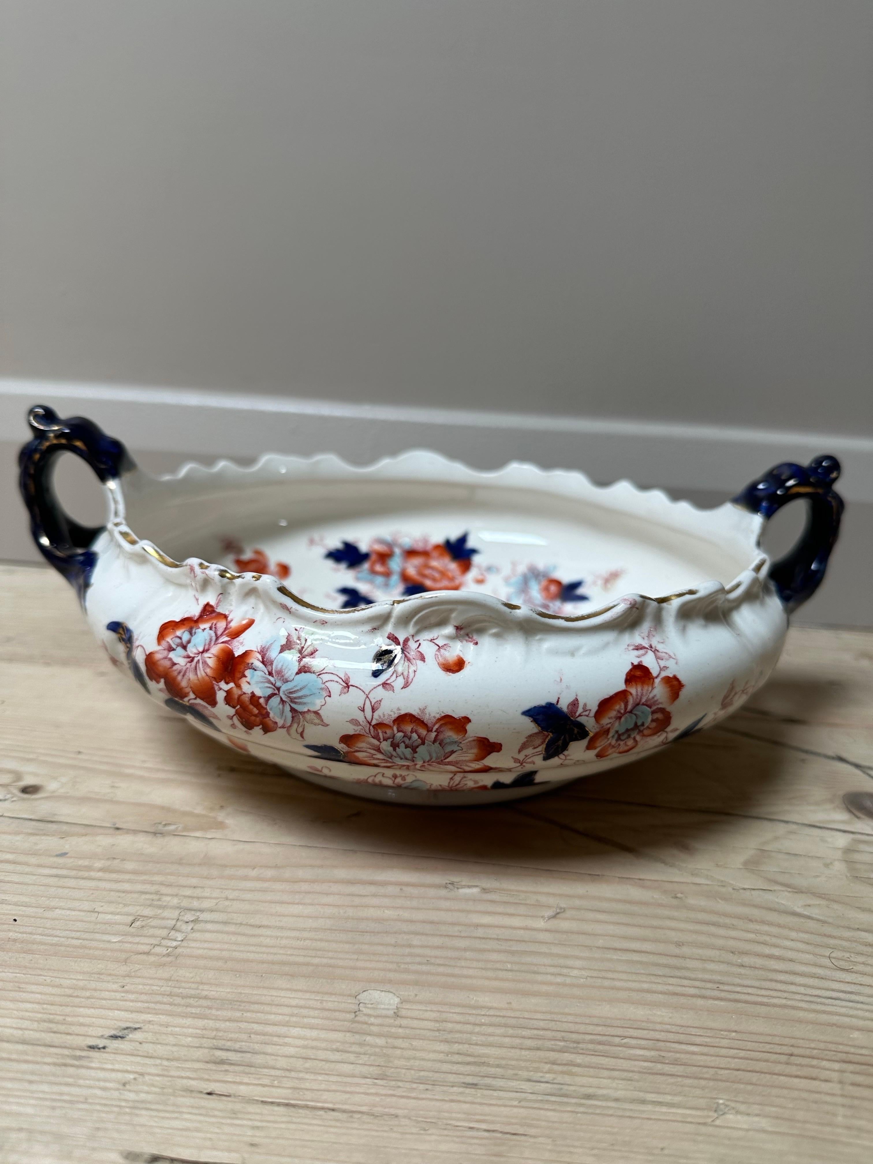 Großer Mason's Mandalay Blue Louis Dessertteller, blau, rot & gold geblümt, 1813 (Keramik) im Angebot