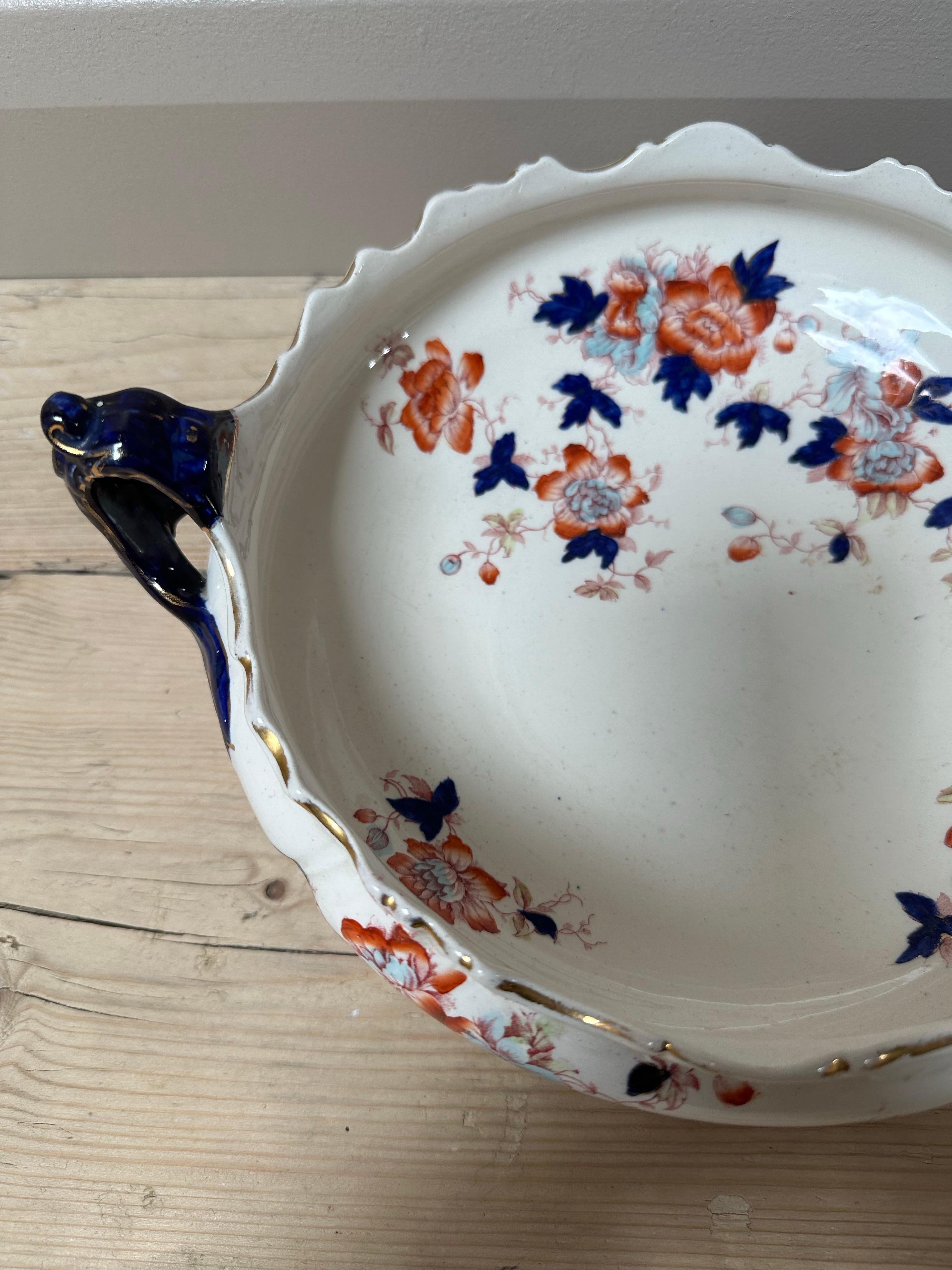 Großer Mason's Mandalay Blue Louis Dessertteller, blau, rot & gold geblümt, 1813 im Angebot 1