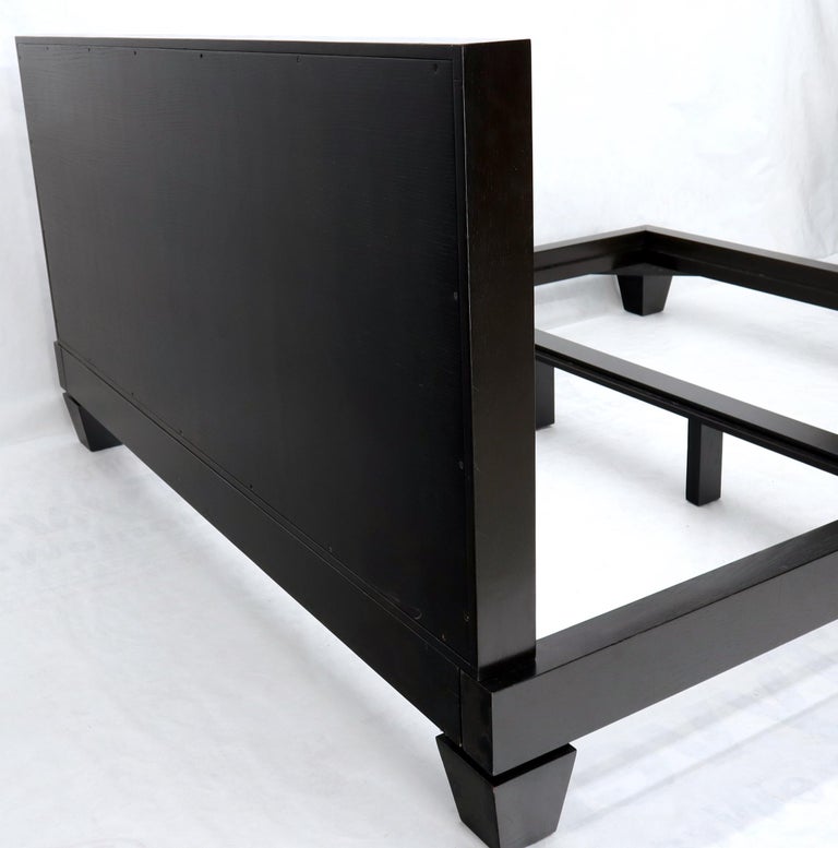 Large Massive King Size Black Lacquer Cerused Oak Bed Headboard For
