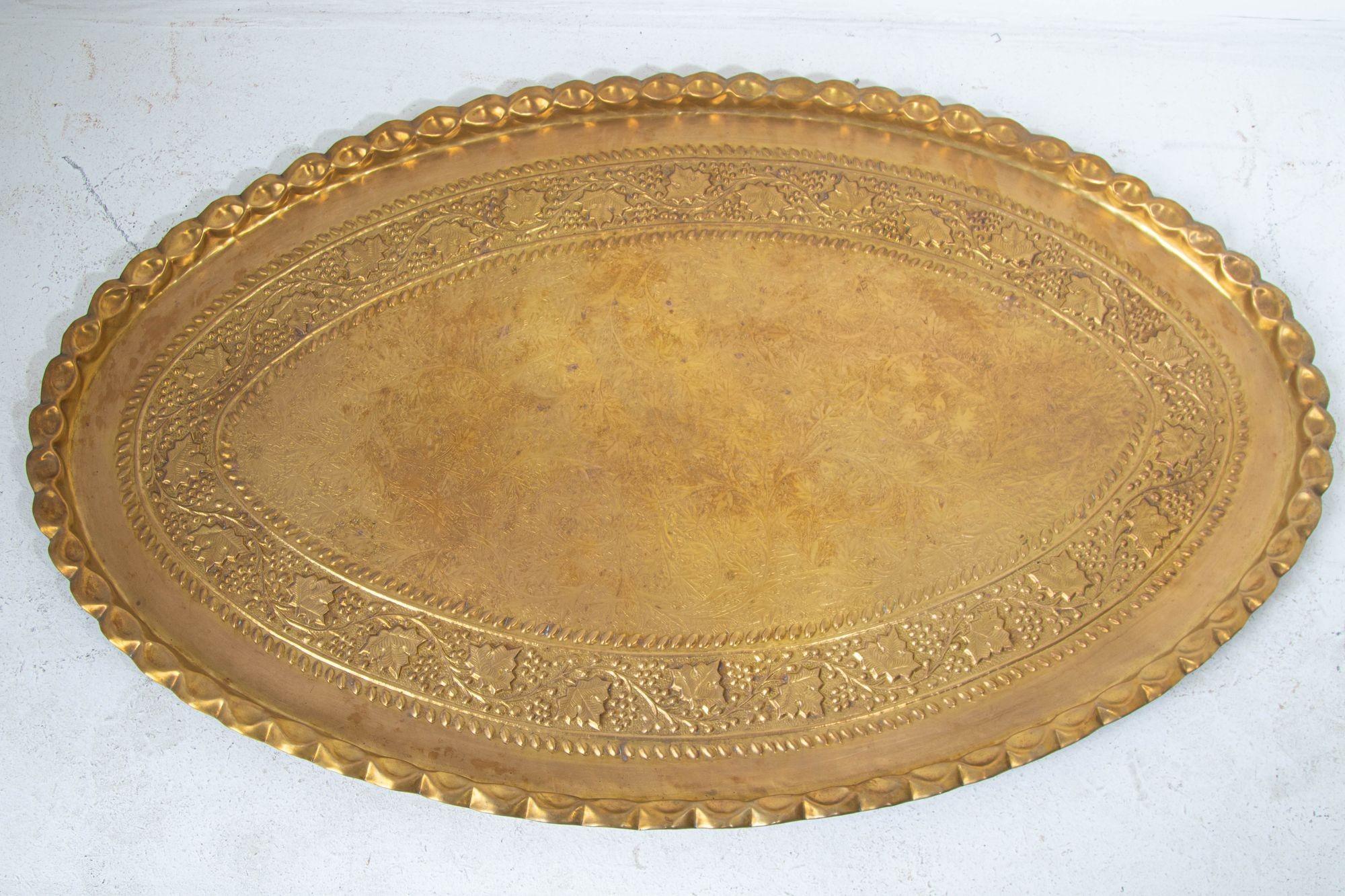 large brass tray vintage