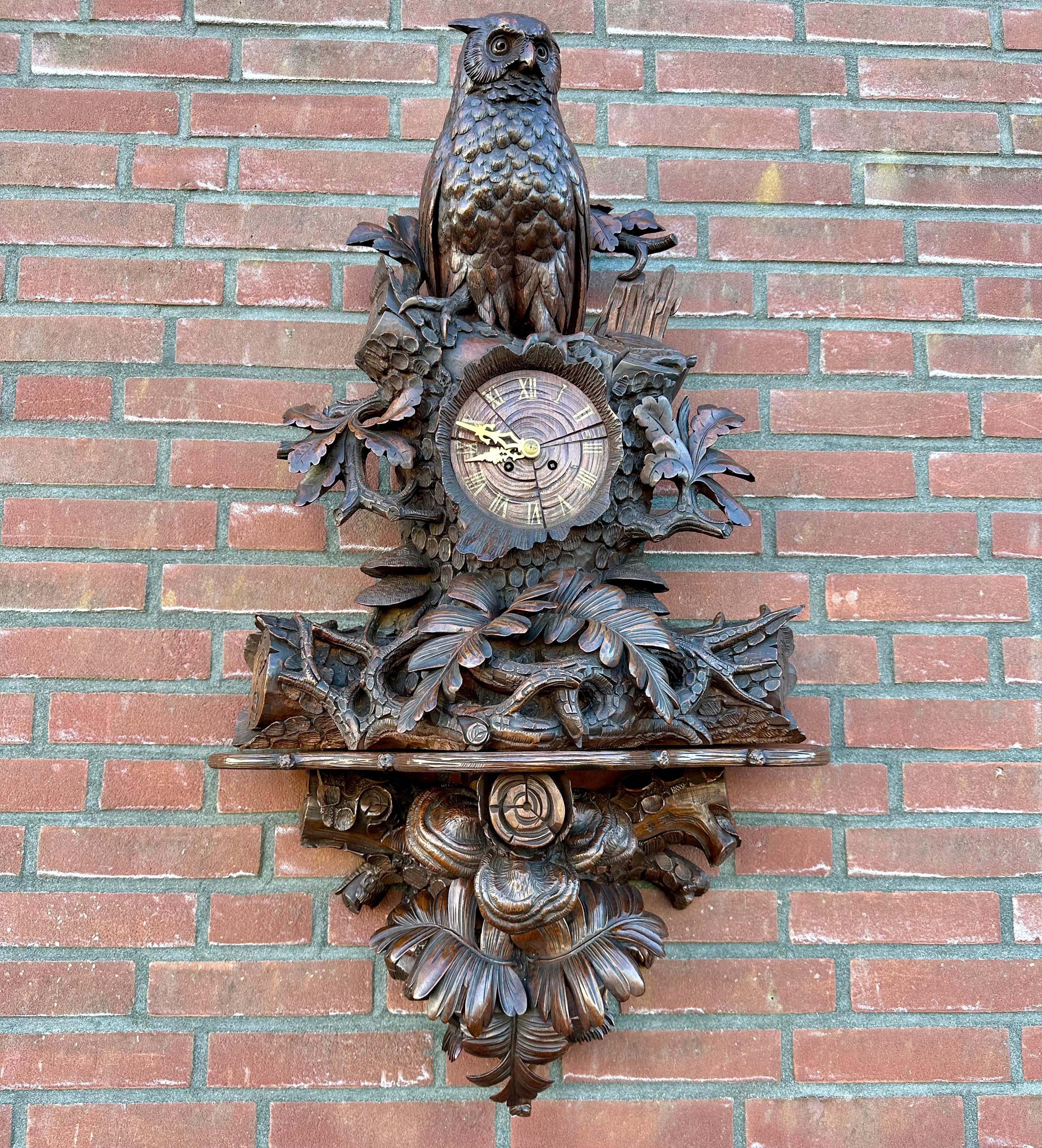 Top quality, hand carved and truly impressive antique clock.

Over the years we have had the pleasure of owning and selling a number of beautiful Black Forest antiques, but never did we come accross a 19th century Black Forest wall clock of this