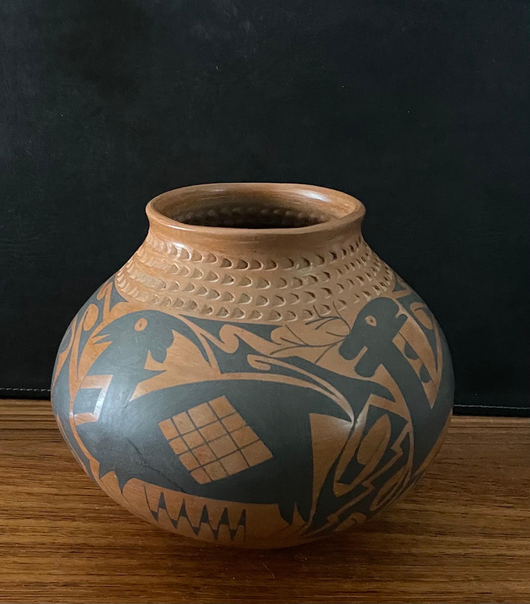 Polychromed Large Mata Ortiz Polychrome Pottery Vessel by Daniel Gonzales
