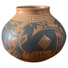 Retro Large Mata Ortiz Polychrome Pottery Vessel by Daniel Gonzales