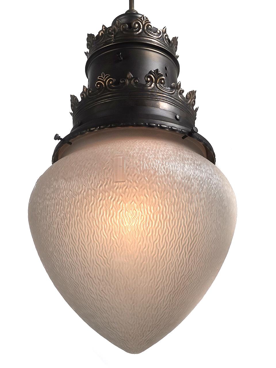 Industrial Large Matching Pair of Acorn Street Lamps For Sale
