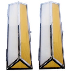 Large Matching Pair of English Art Deco Cinema Wall Lights
