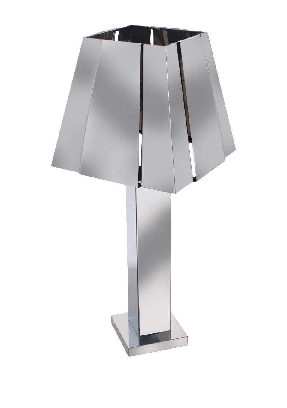 Late 20th Century Large Matching Pair of Mid Century Modern Table Lamps by Curtis Jere in Chrome