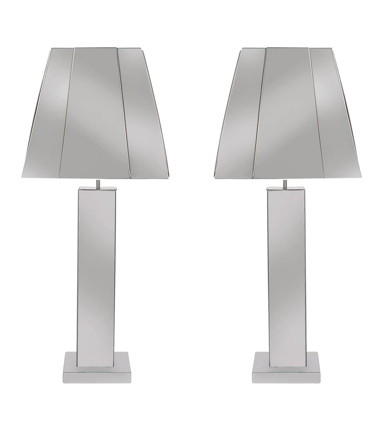 Large Matching Pair of Mid Century Modern Table Lamps by Curtis Jere in Chrome 1