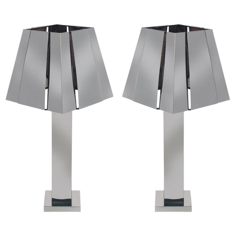 Large Matching Pair of Mid Century Modern Table Lamps by Curtis Jere in