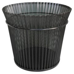 Large Mathieu Matégot Black Metal Wastepaper Basket, First Edition, 1950s