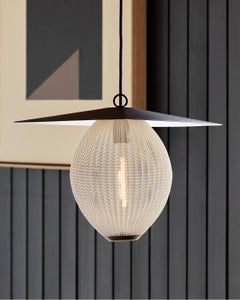Large Mathieu Matégot 'Satellite' Pendant in Black and Cream Metal for GUBI