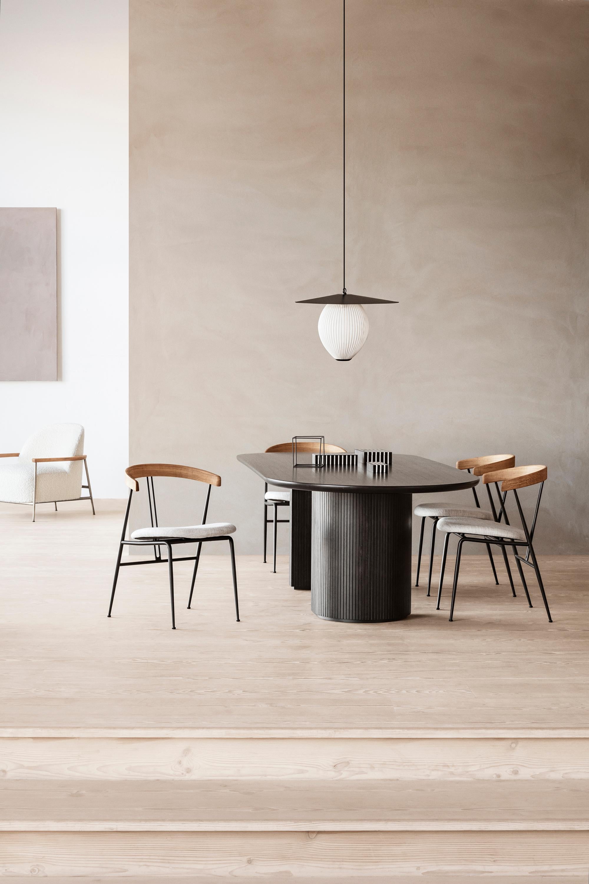 Powder-Coated Large Mathieu Matégot 'Satellite' Pendant in Black and Cream Metal for GUBI For Sale