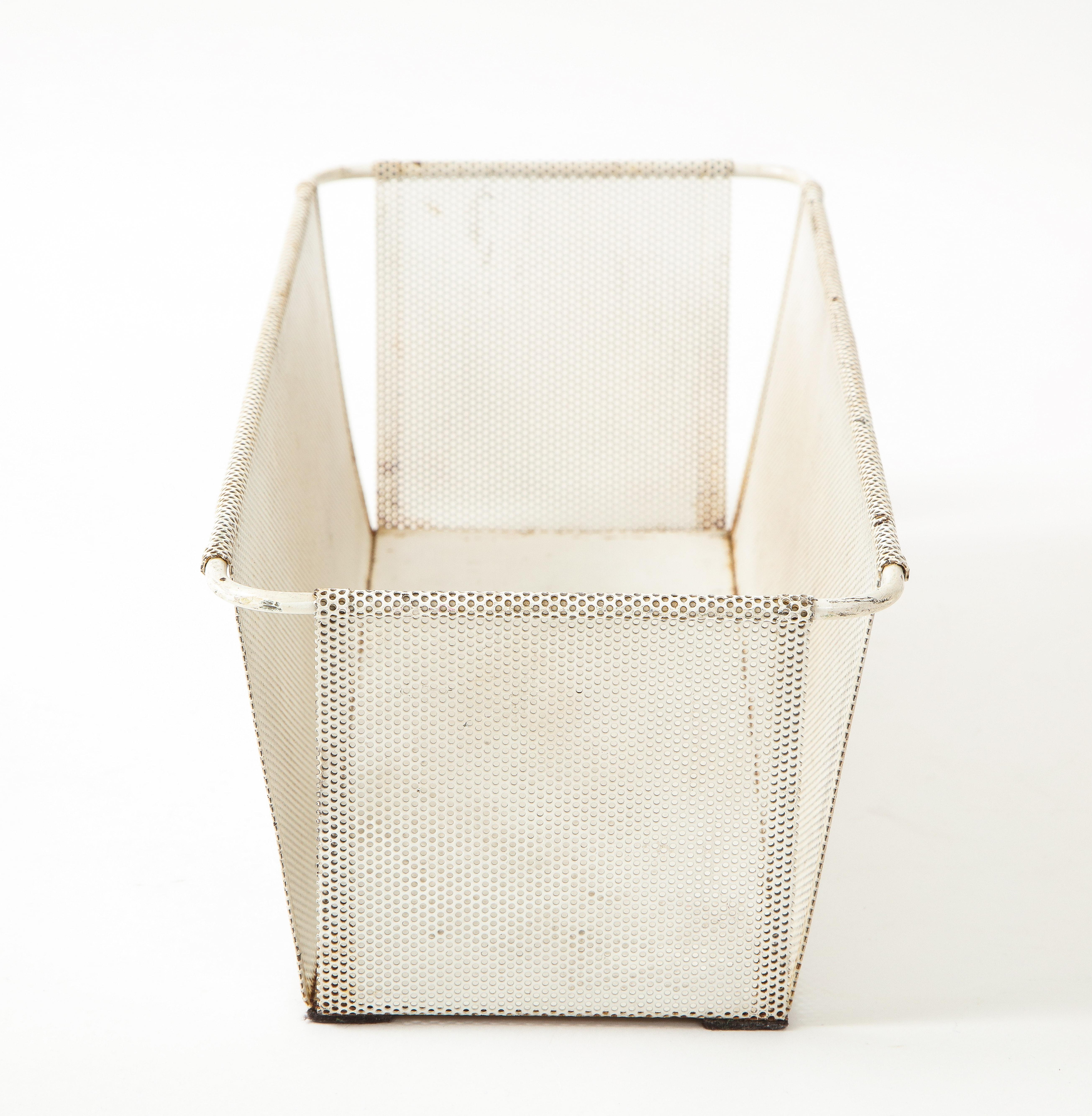Large Mathieu Matégot White Planter, France, c. 1955 In Good Condition For Sale In Brooklyn, NY