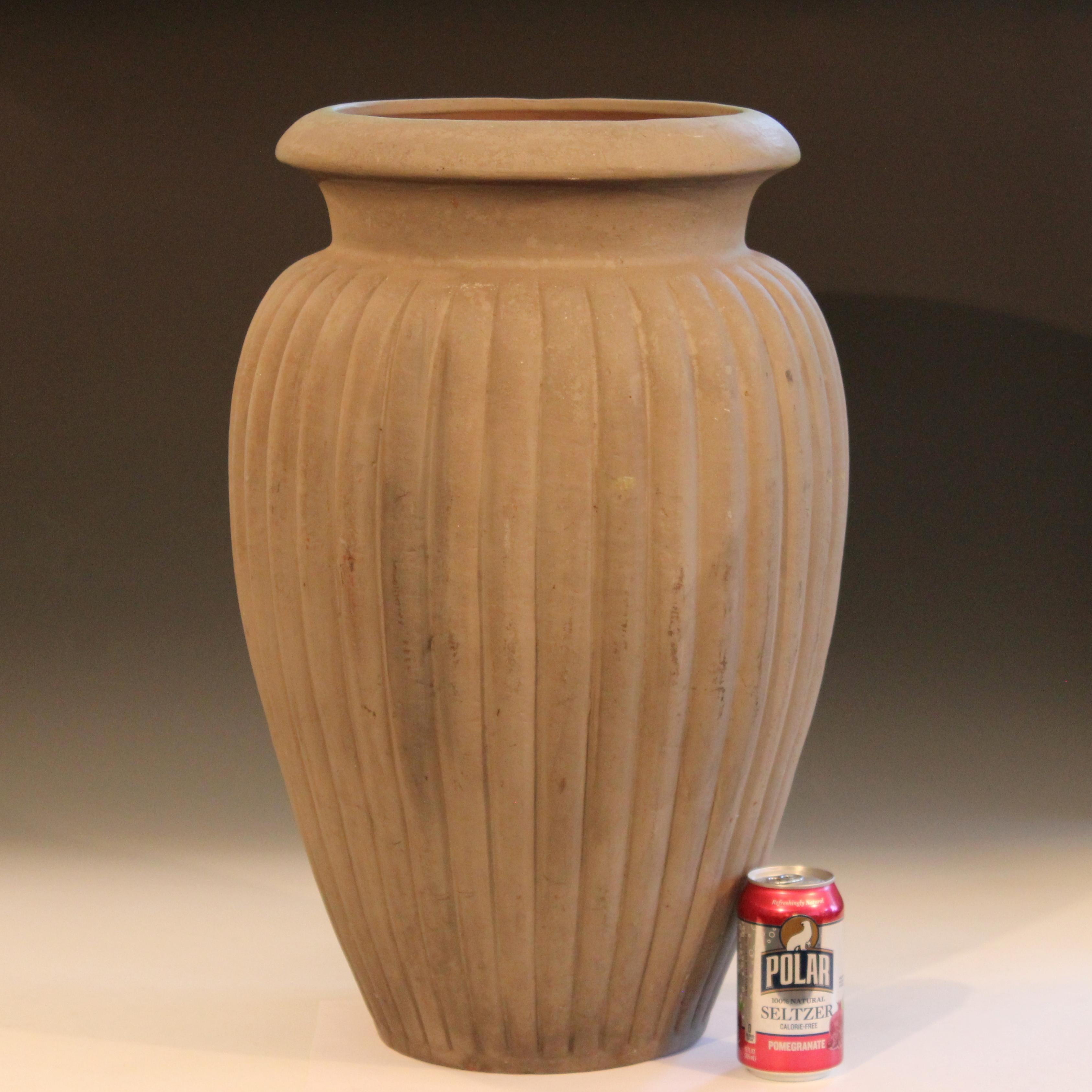 Large lobed floor vase attributed to Peters and Reed Pottery of Ohio, circa 1920s. Measures: 23