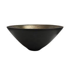 Large Matte Black Point Base Ceramic Bowl with Bronze Interior by Sandi Fellman