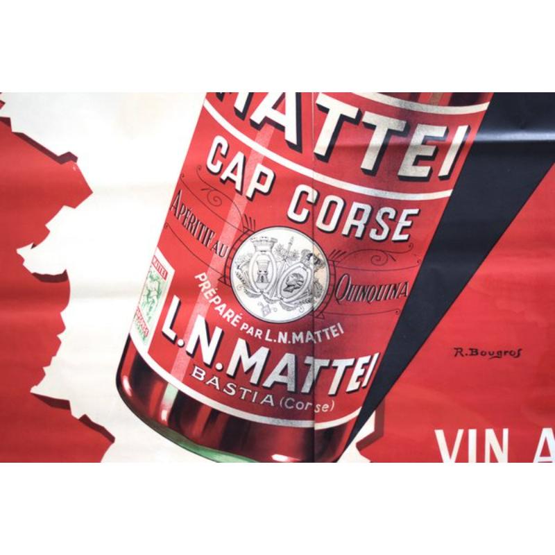 Français Grande affiche publicitaire de Mattei Cap Corse par Rene His, années 1950 en vente