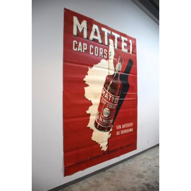 Grande affiche publicitaire de Mattei Cap Corse par Rene His, années 1950 Excellent état - En vente à Andrézieux-Bouthéon, FR