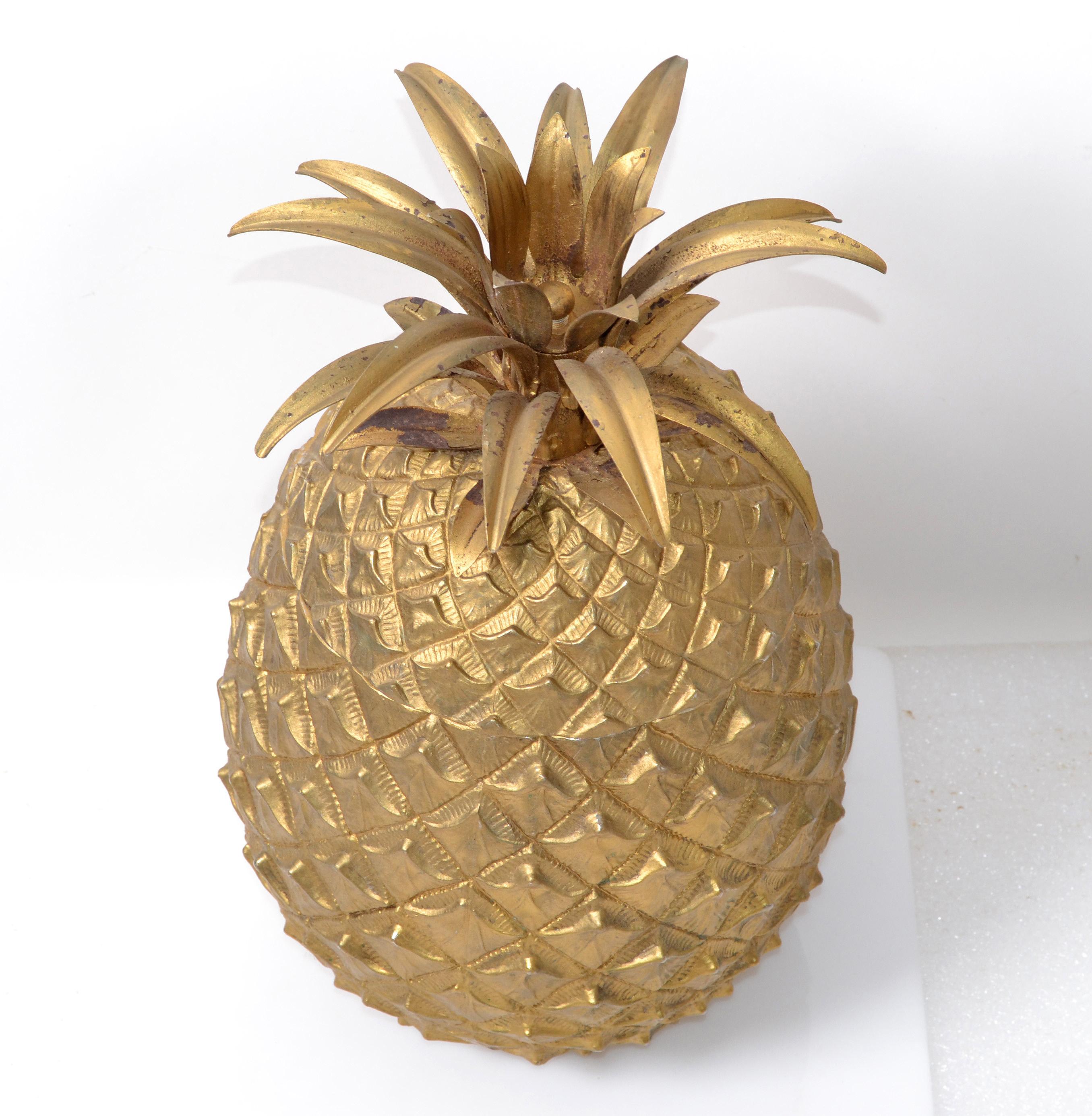 Hand-Crafted Large Mauro Manetti Gold Plate Pineapple Ice Bucket Mid-Century Modern, Italy