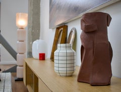 Hand-Crafted Mauve Terracotta Vase, Mid-Century Modern Ceramic