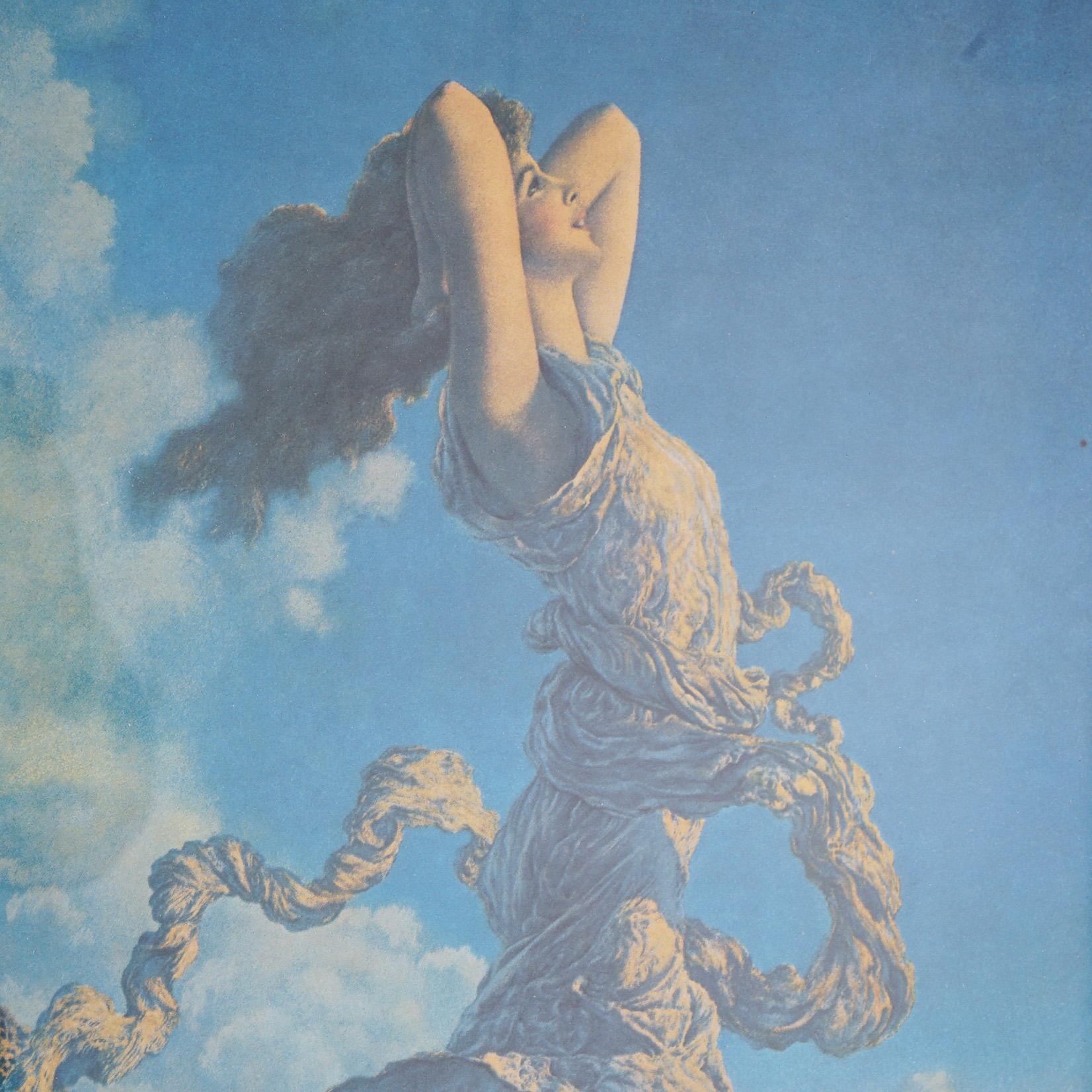 Paper Large Maxfield Parrish Art Deco Print “Ecstasy”, Framed, C1920