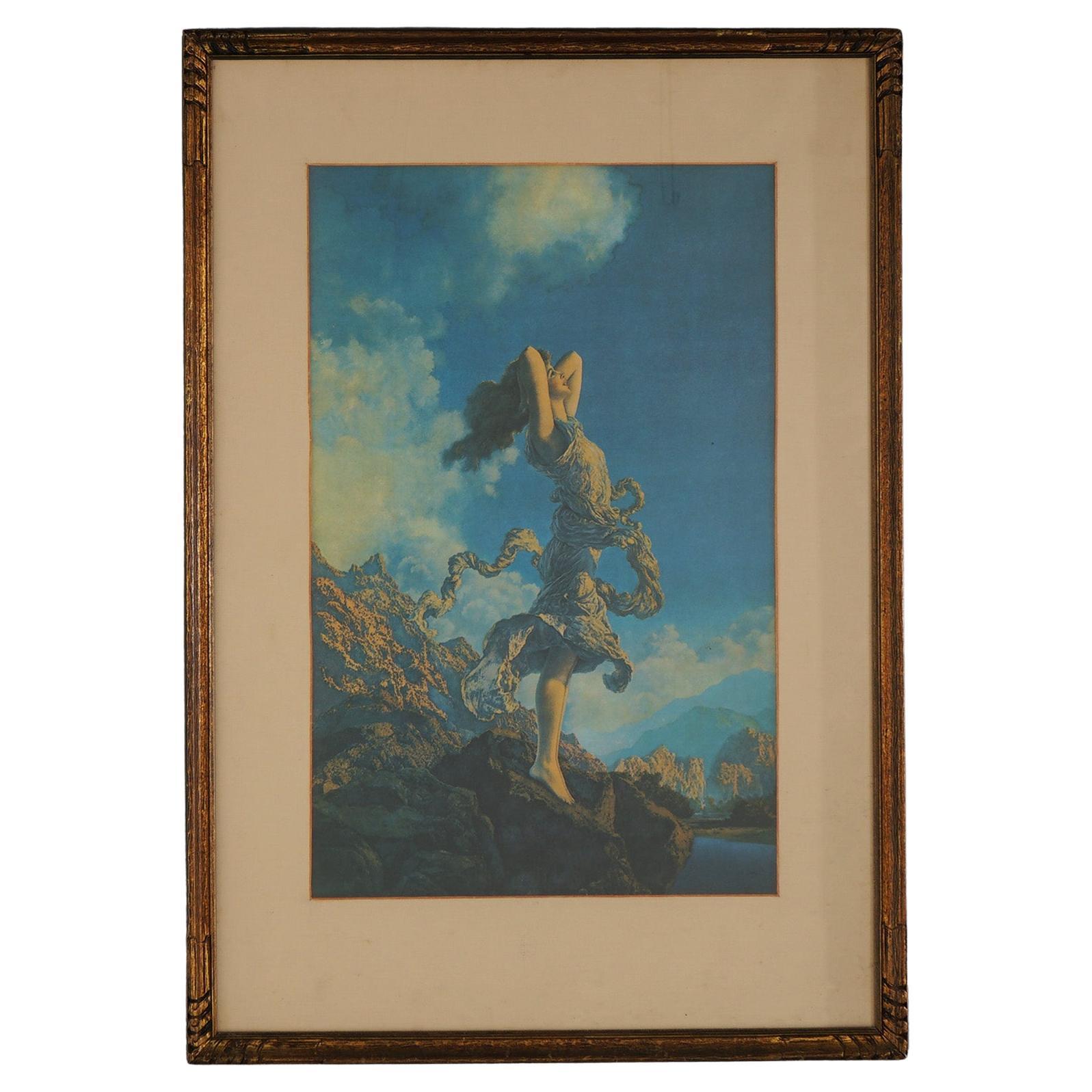 Large Maxfield Parrish Art Deco Print “Ecstasy”, Framed, C1920 For Sale