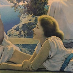 Grand tirage Art Déco Maxfield Parrish The Lute Players, encadré, vers 1920