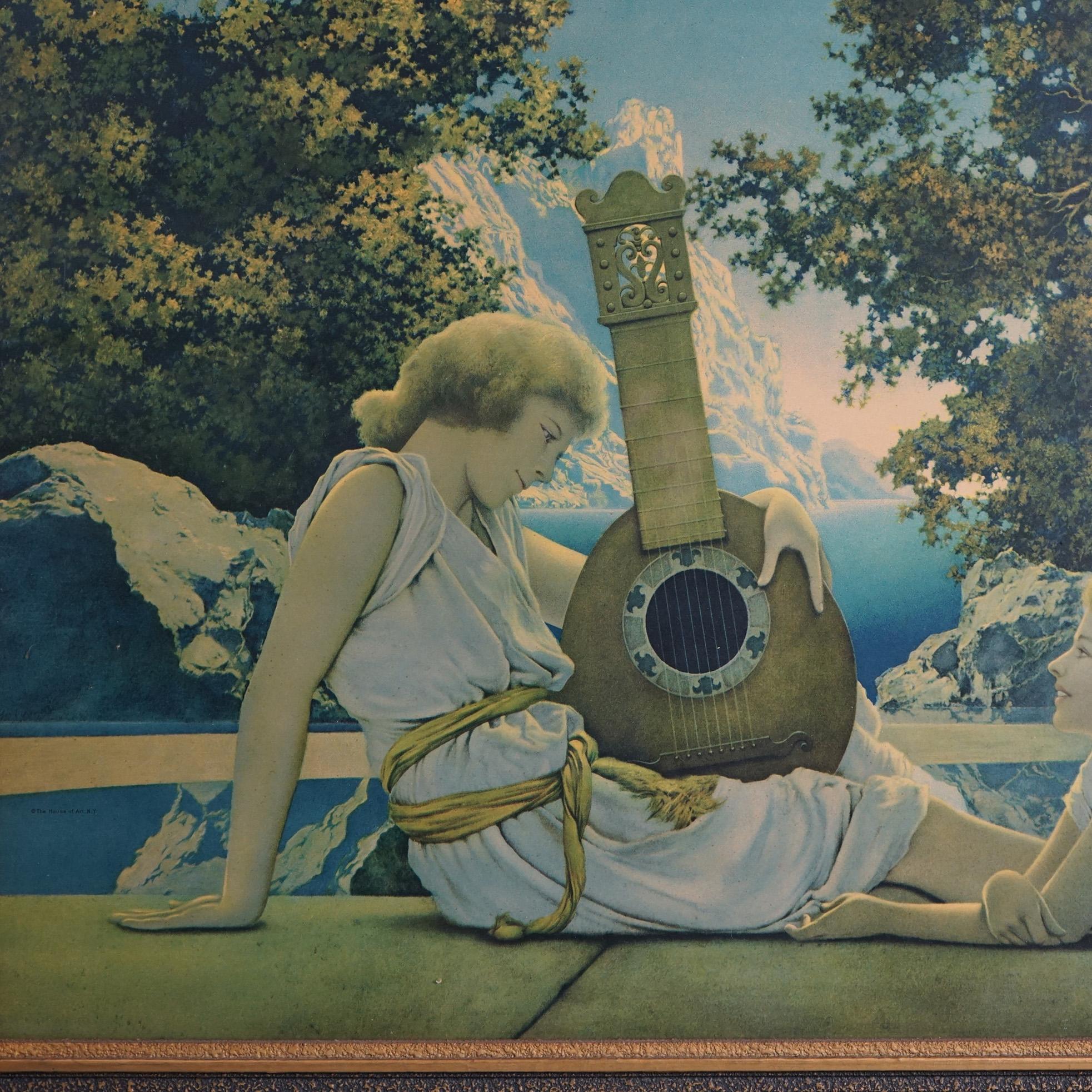 Large Maxfield Parrish Art Deco Print “The Lute Players”, Framed, C1920 For Sale 2