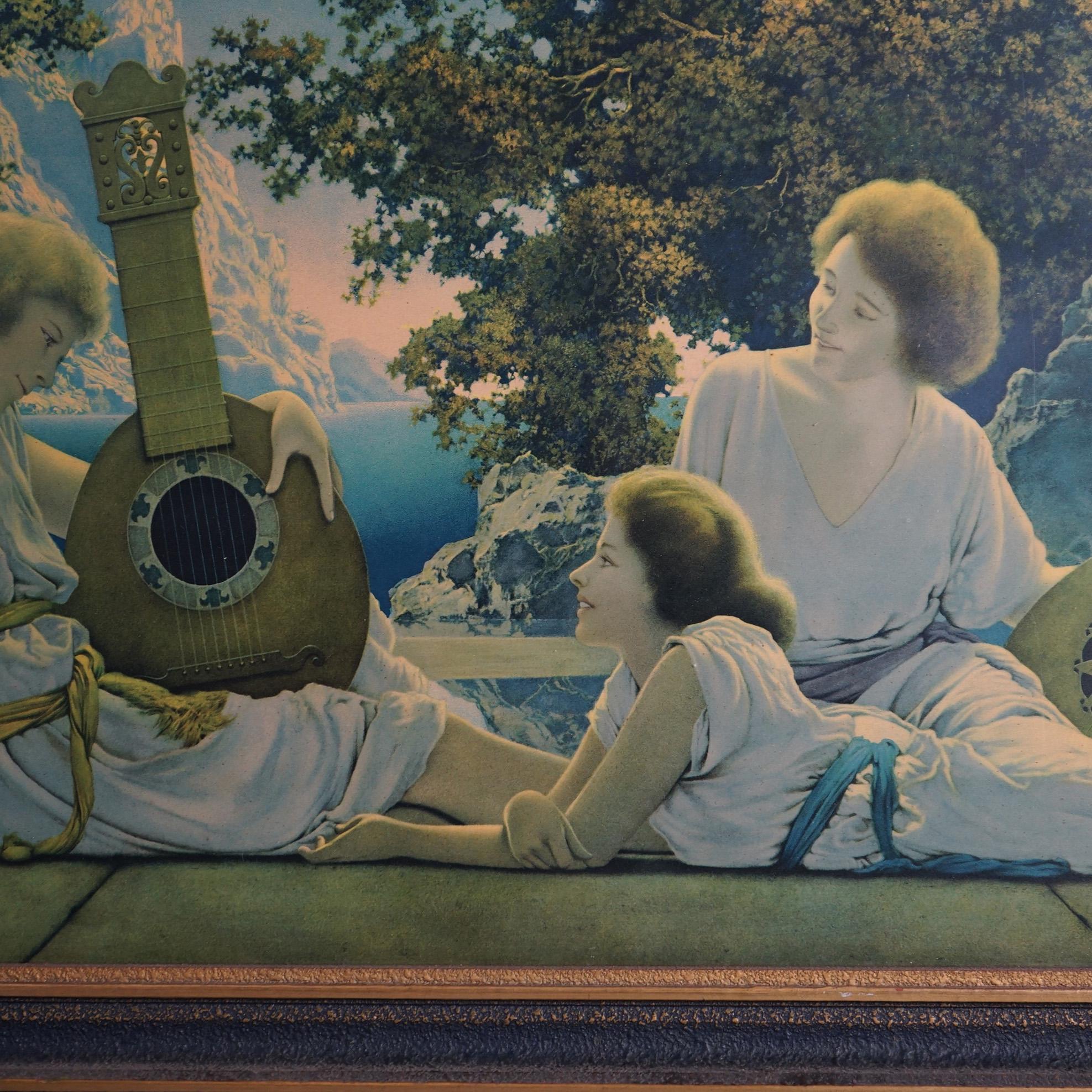 Large Maxfield Parrish Art Deco Print “The Lute Players”, Framed, C1920 For Sale 3