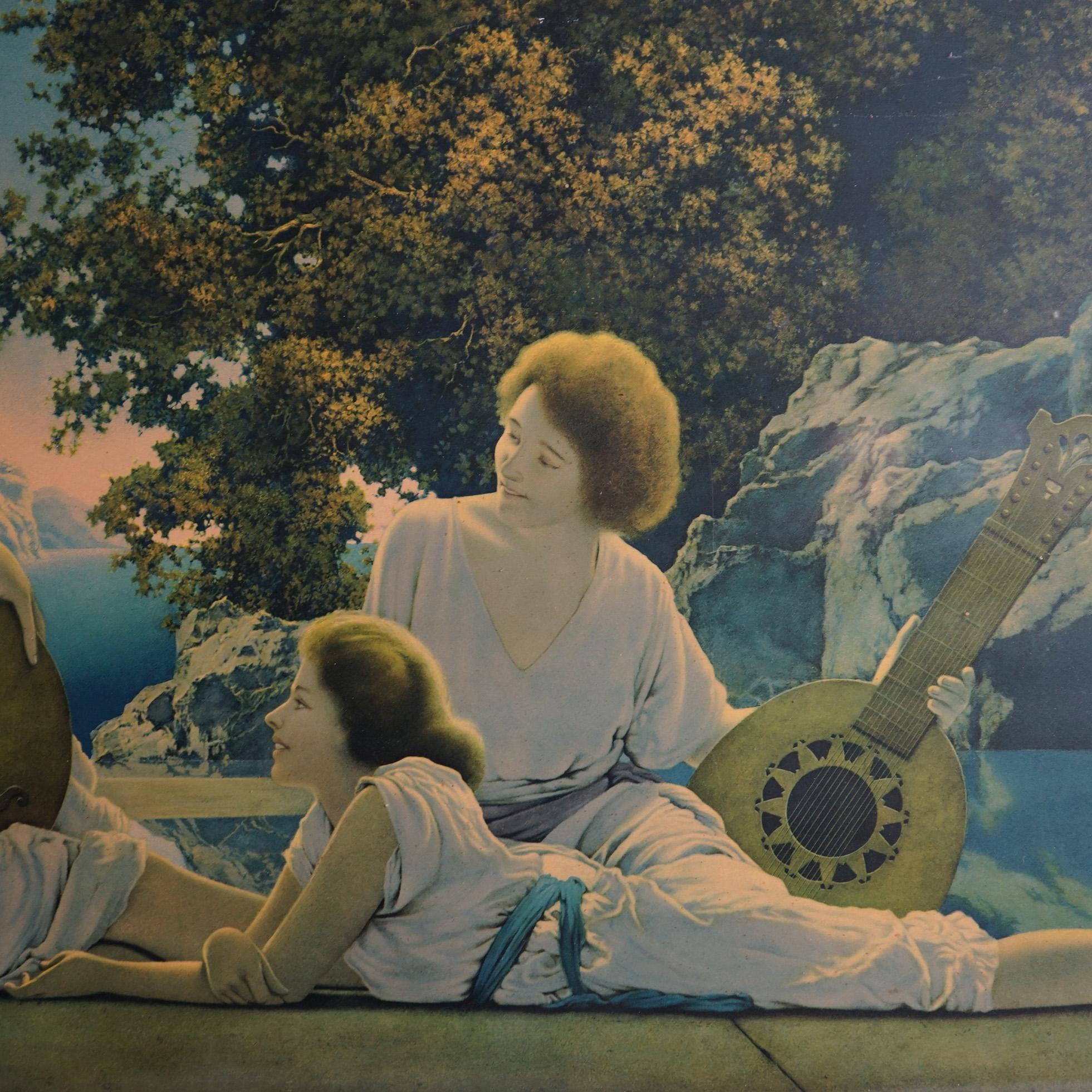 Large Maxfield Parrish Art Deco Print “The Lute Players”, Framed, C1920 For Sale 4