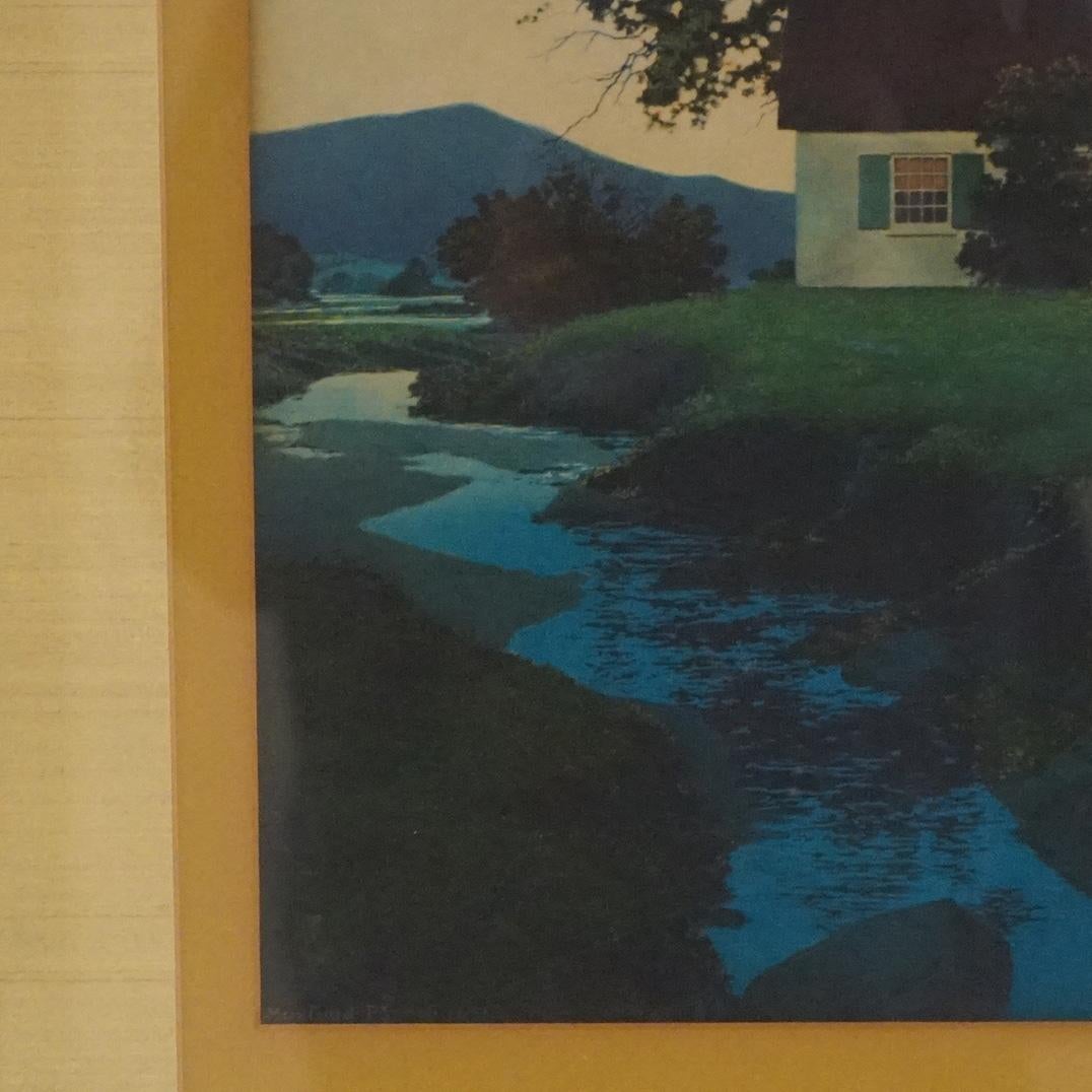 20th Century Large Maxfield Parrish Landscape Print “Homestead By River”, Framed, C1930