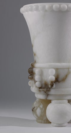 Large Mayan Inspired Alabaster Vase