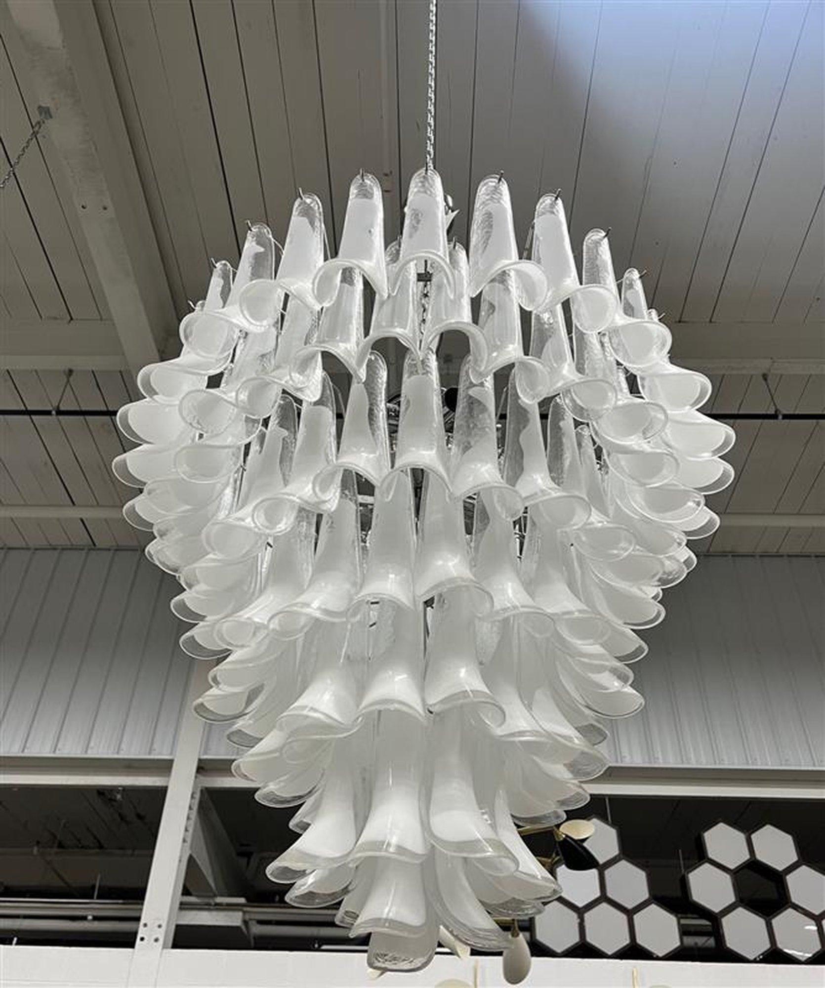 Fine XX secolo Grande lampadario in vetro Mazzega in vendita