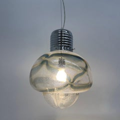 Large Mazzega glass hanging lamp , 1970s , Italy