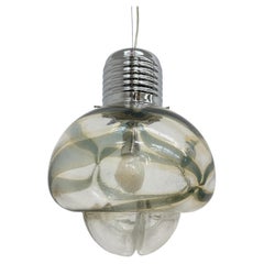 Large Mazzega glass hanging lamp , 1970s , Italy