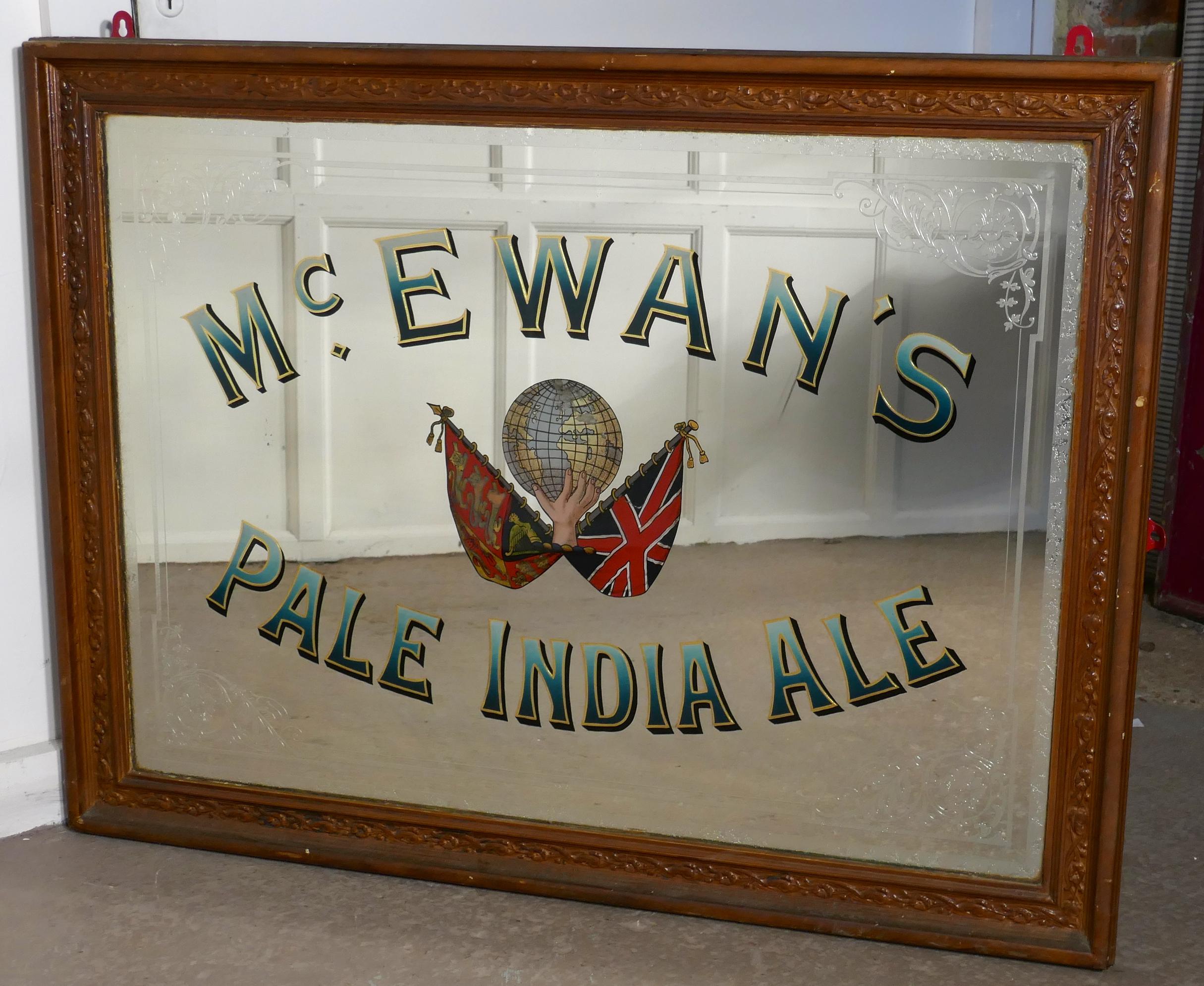 Large Mc Ewan’s Pale India Ale Advertising Mirror, Pub Mirror for Mc Ewans’s In Good Condition In Chillerton, Isle of Wight