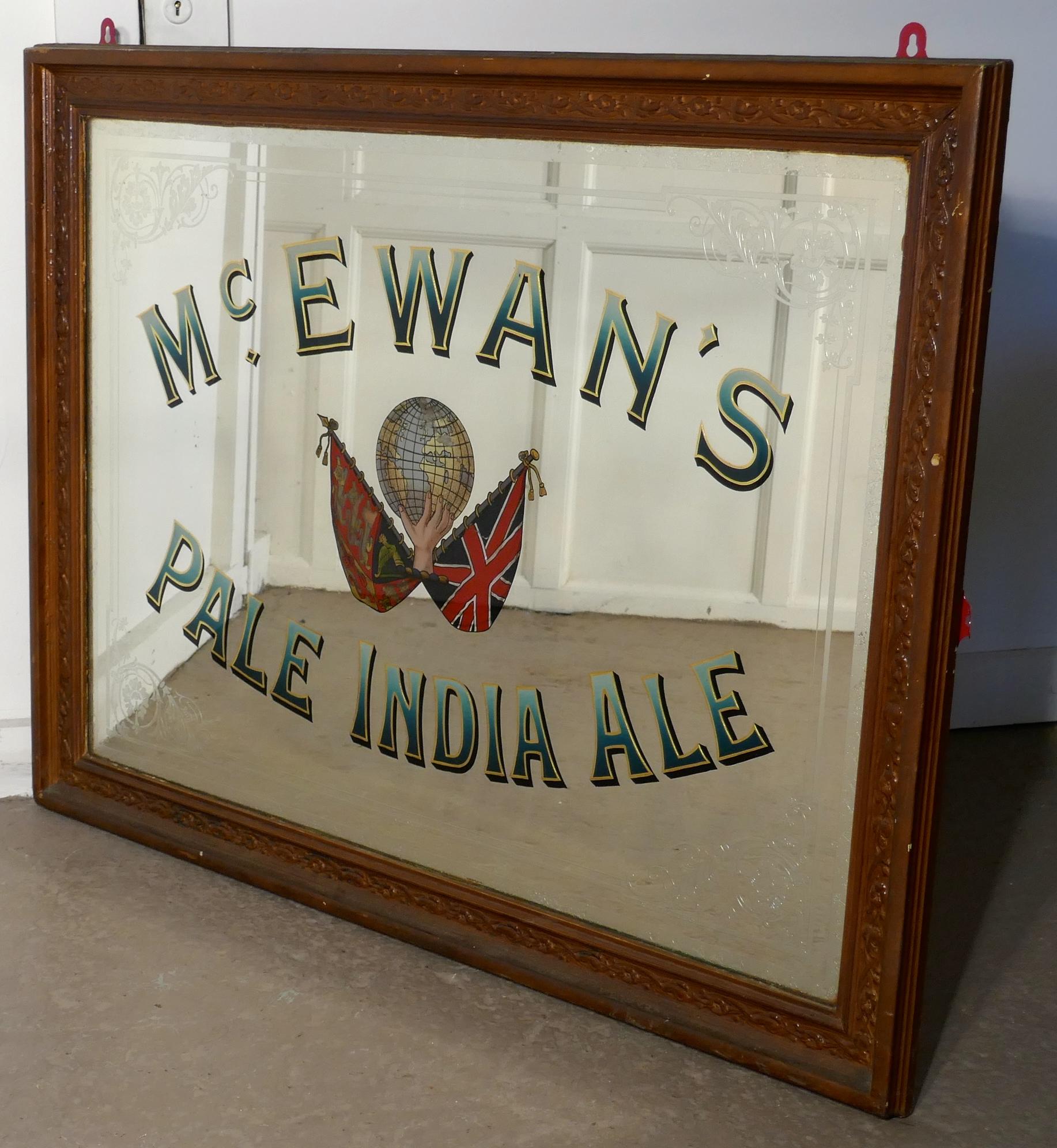20th Century Large Mc Ewan’s Pale India Ale Advertising Mirror, Pub Mirror for Mc Ewans’s