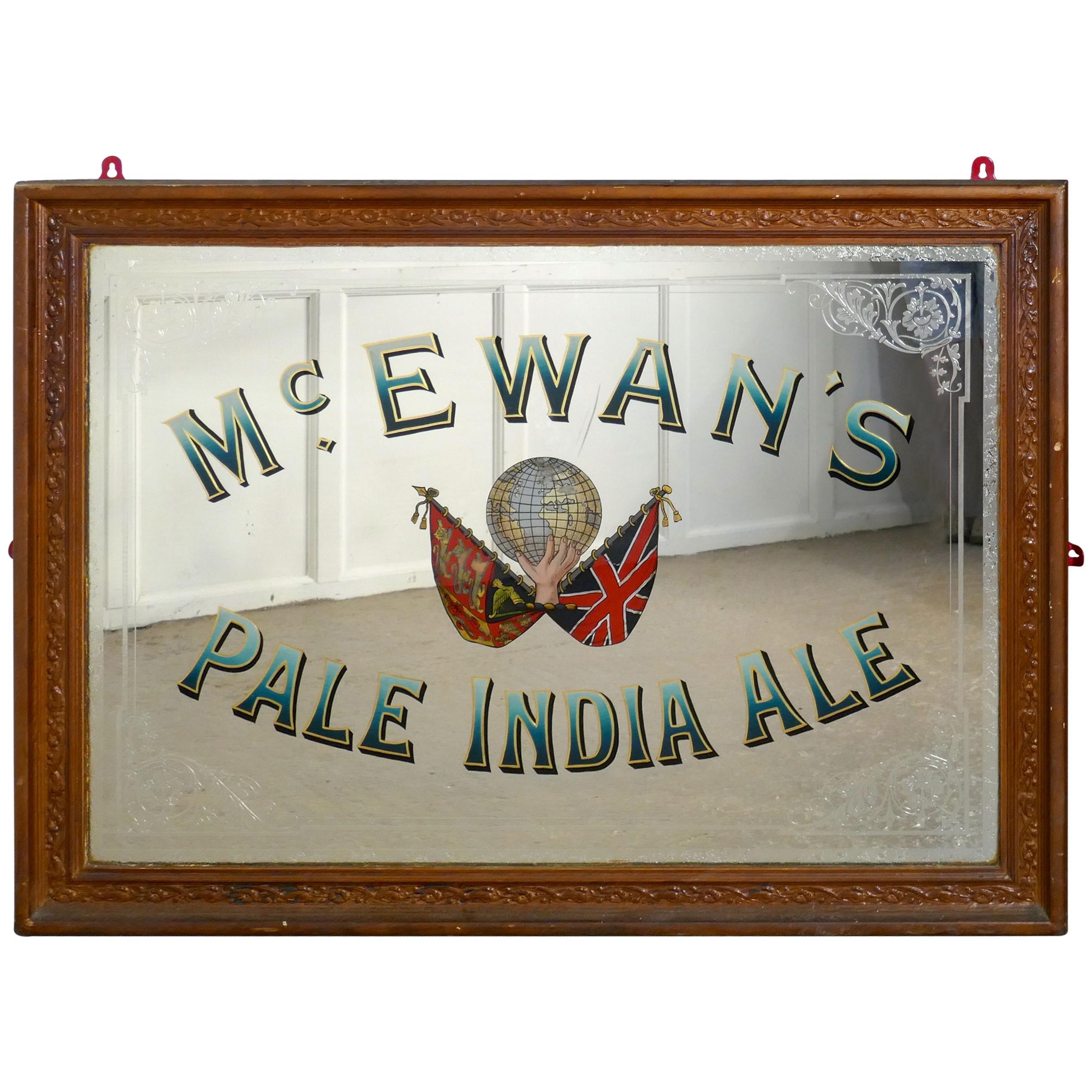 Large Mc Ewan’s Pale India Ale Advertising Mirror, Pub Mirror for Mc Ewans’s